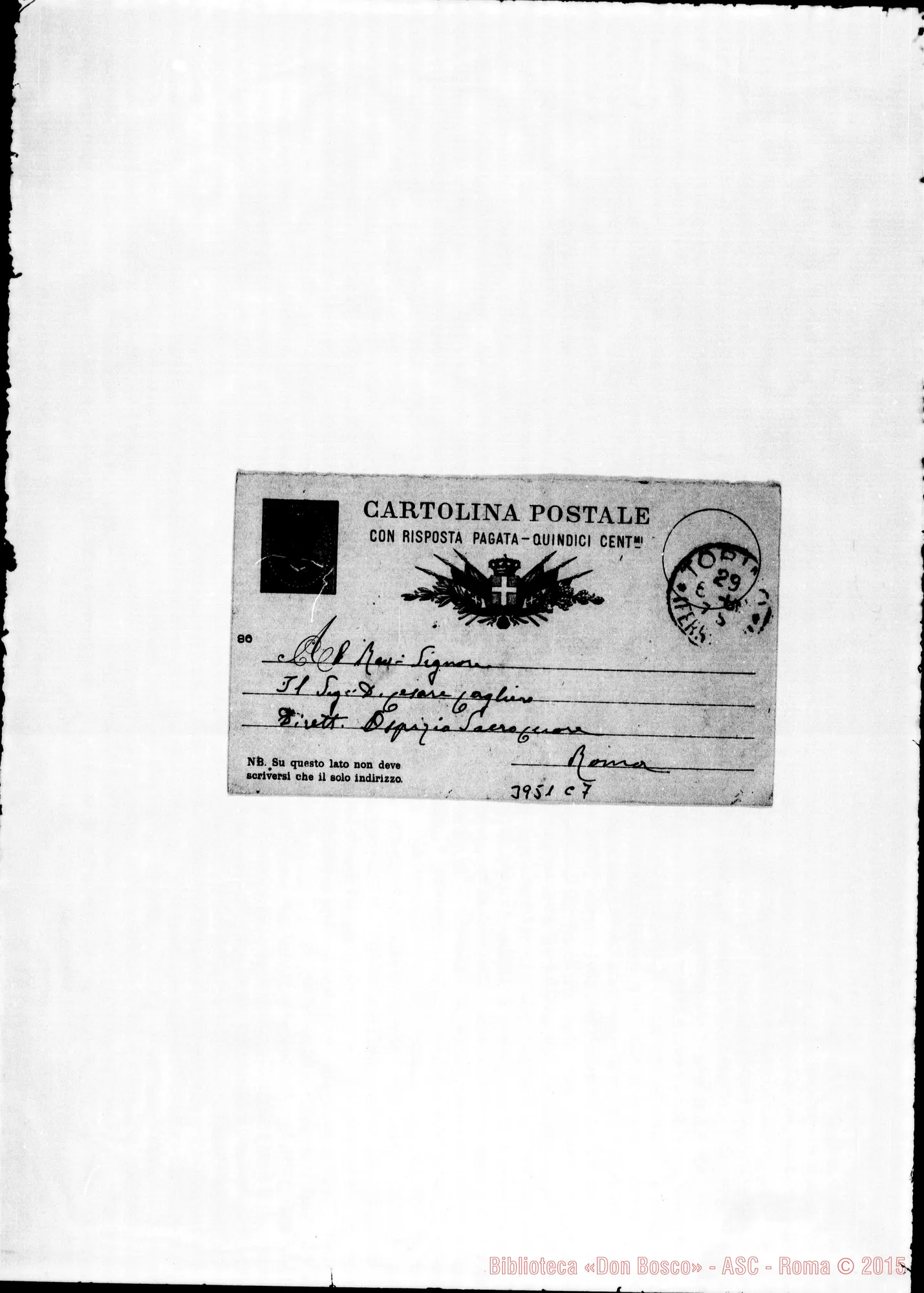 Fotogramma C 7 — « « Torino, 29-05-1888 Cartolina postale