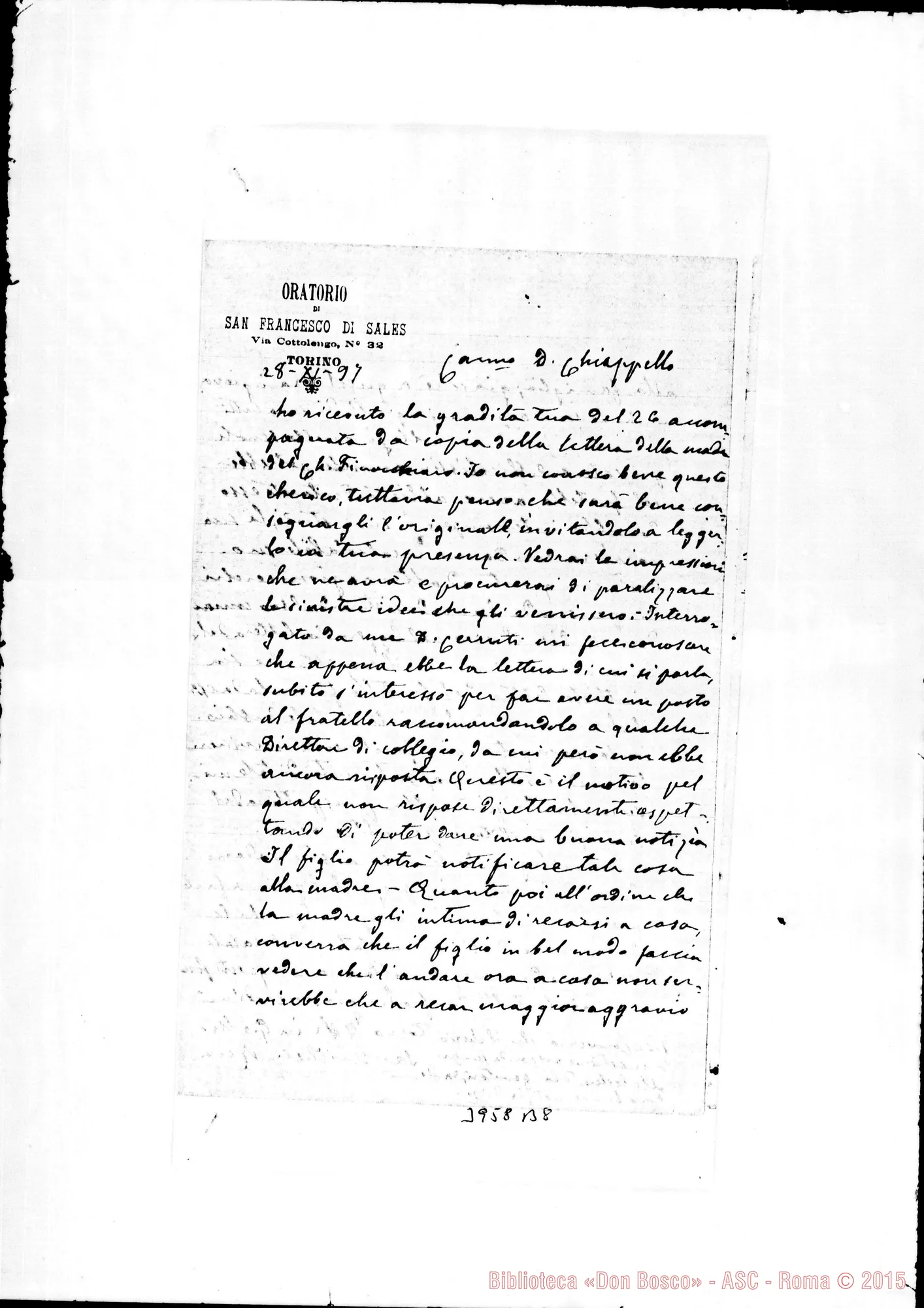 Fotogramma B 8 — Chiappello Tommaso, SDB Torino, 28-11-1897