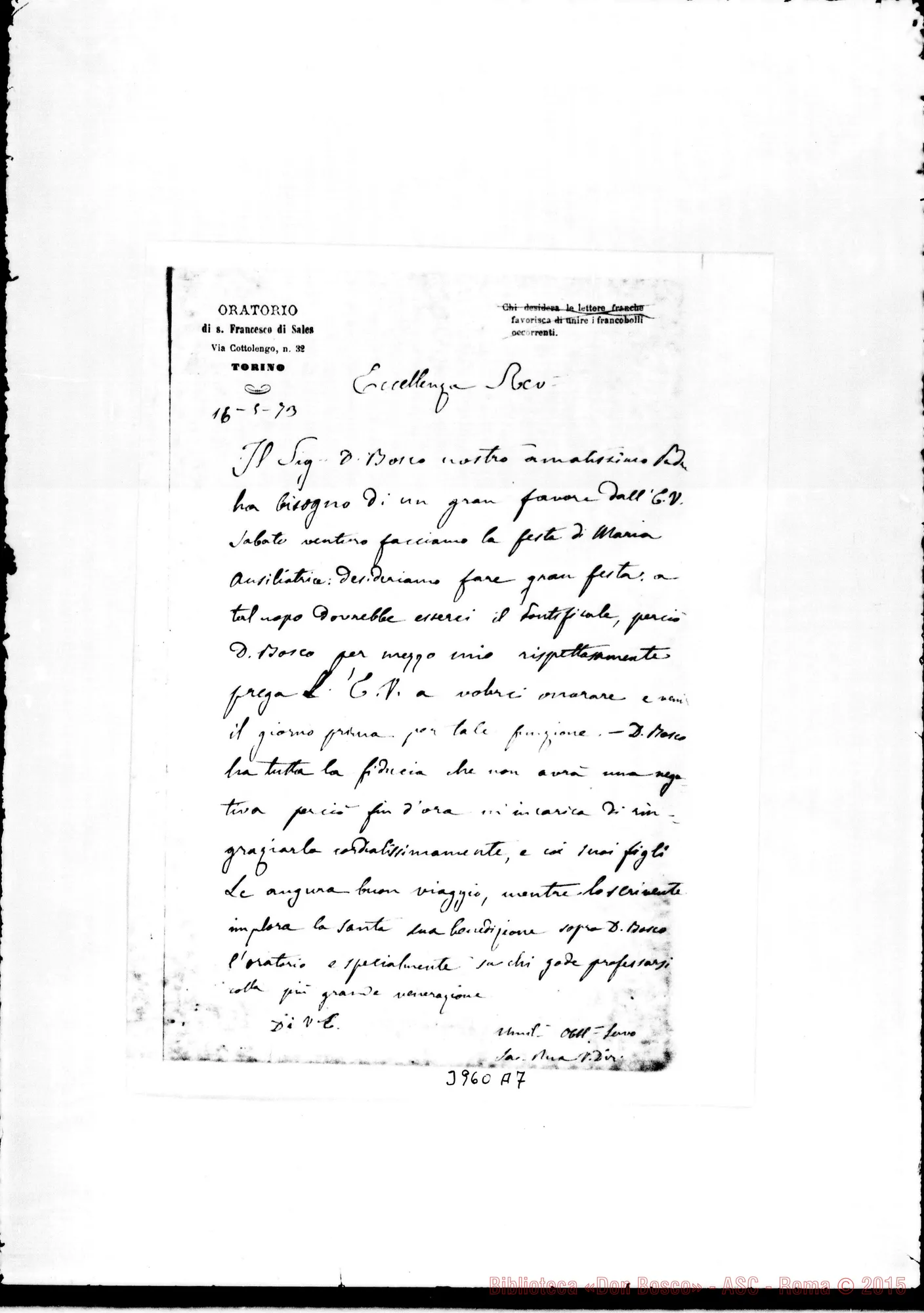 Fotogramma A 7 — Gentile Giacomo Filippo, vesc. Torino, 16-05-1873