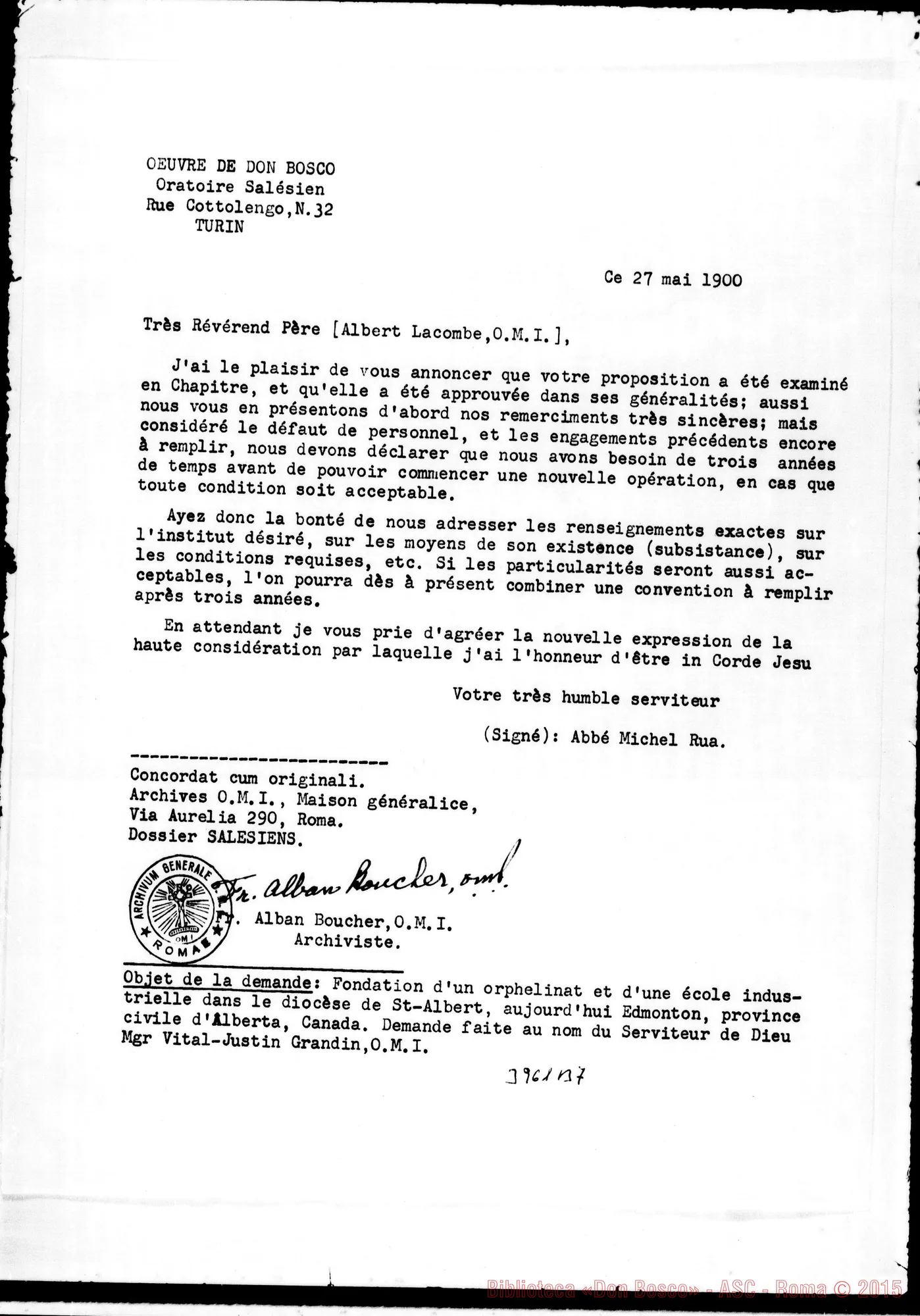 Fotogramma B 7 — Lacombe Albert, O.M.I. Torino, 27-05-1900