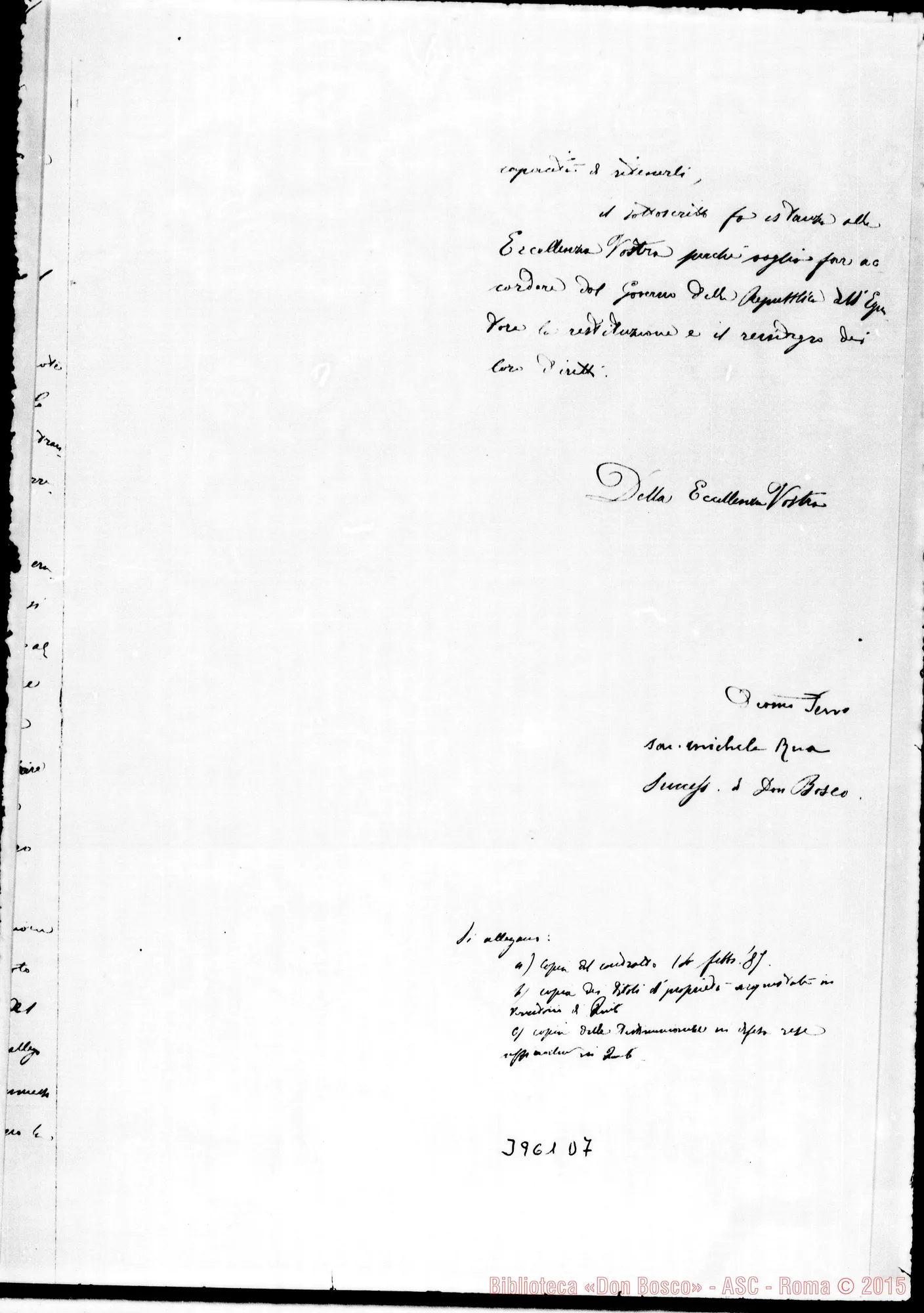 Fotogramma D 7 — Larrea, Min. Plenipot. dell’Equatore presso S. Sede Torino, 12-11-1896 Cfr. orig.