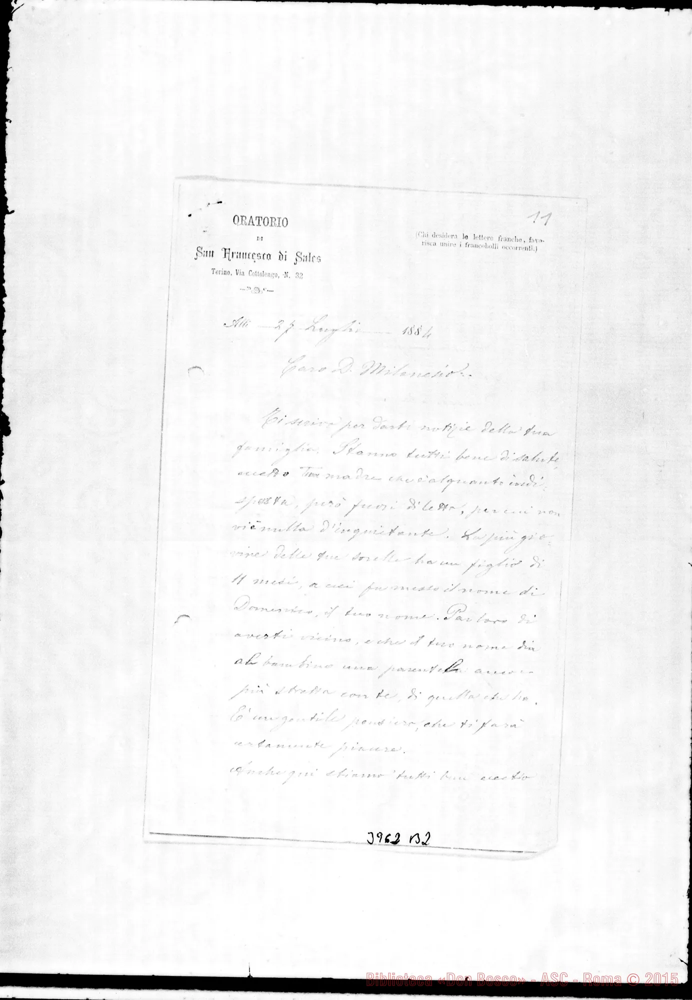 Fotogramma B 2 — Milanesio Domenico, SDB Torino, 27-07-1884
