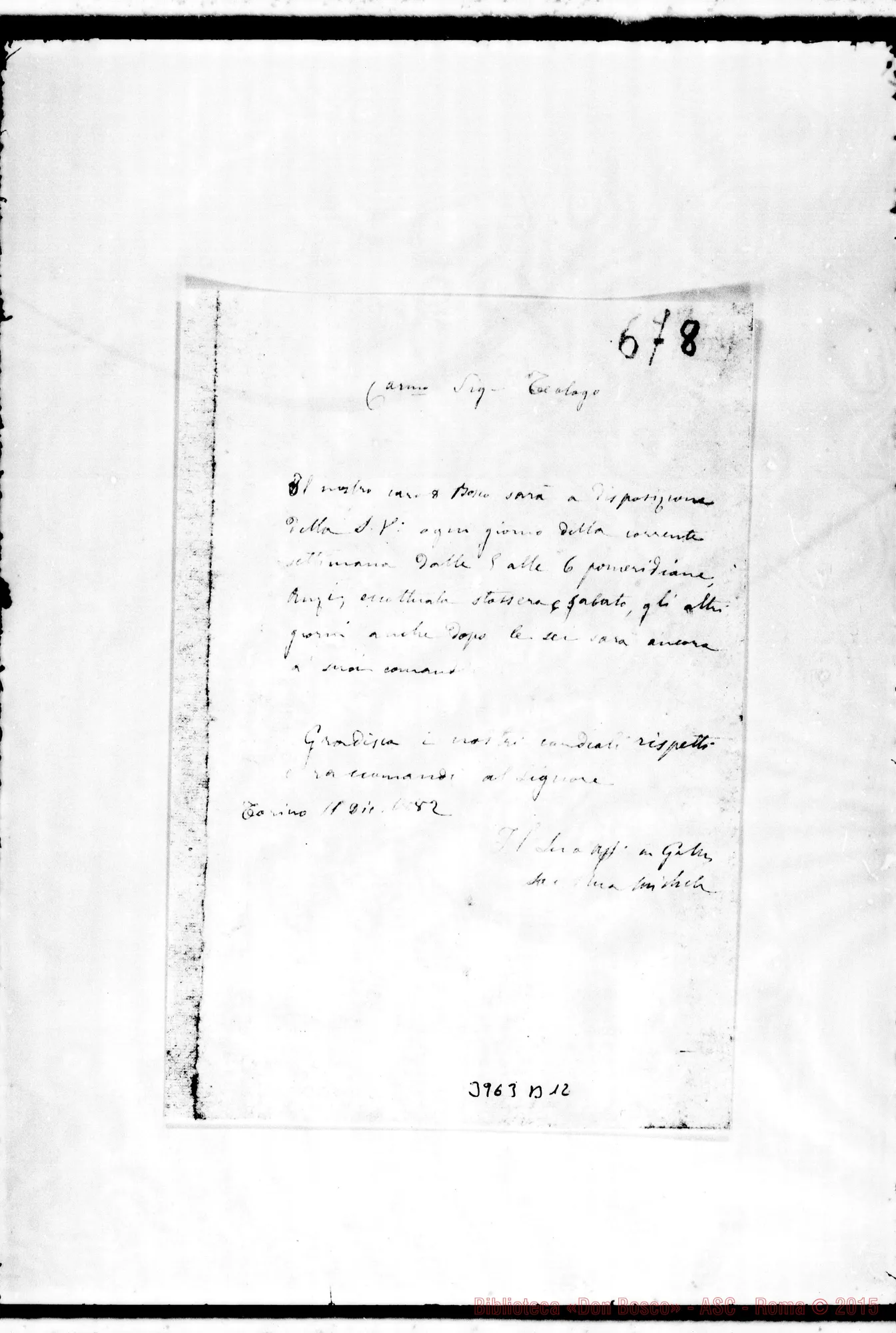 Fotogramma B 12 — Murialdo Leonardo, sac. Torino, 1-12-1882
