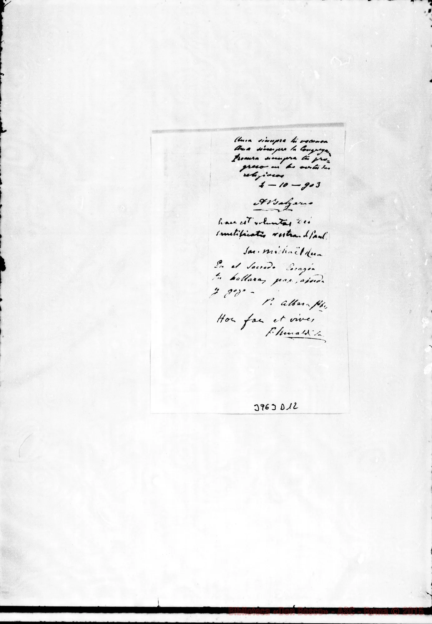 Fotogramma D 12 — « « « 4-10-1903 Autogr. Rinaldi