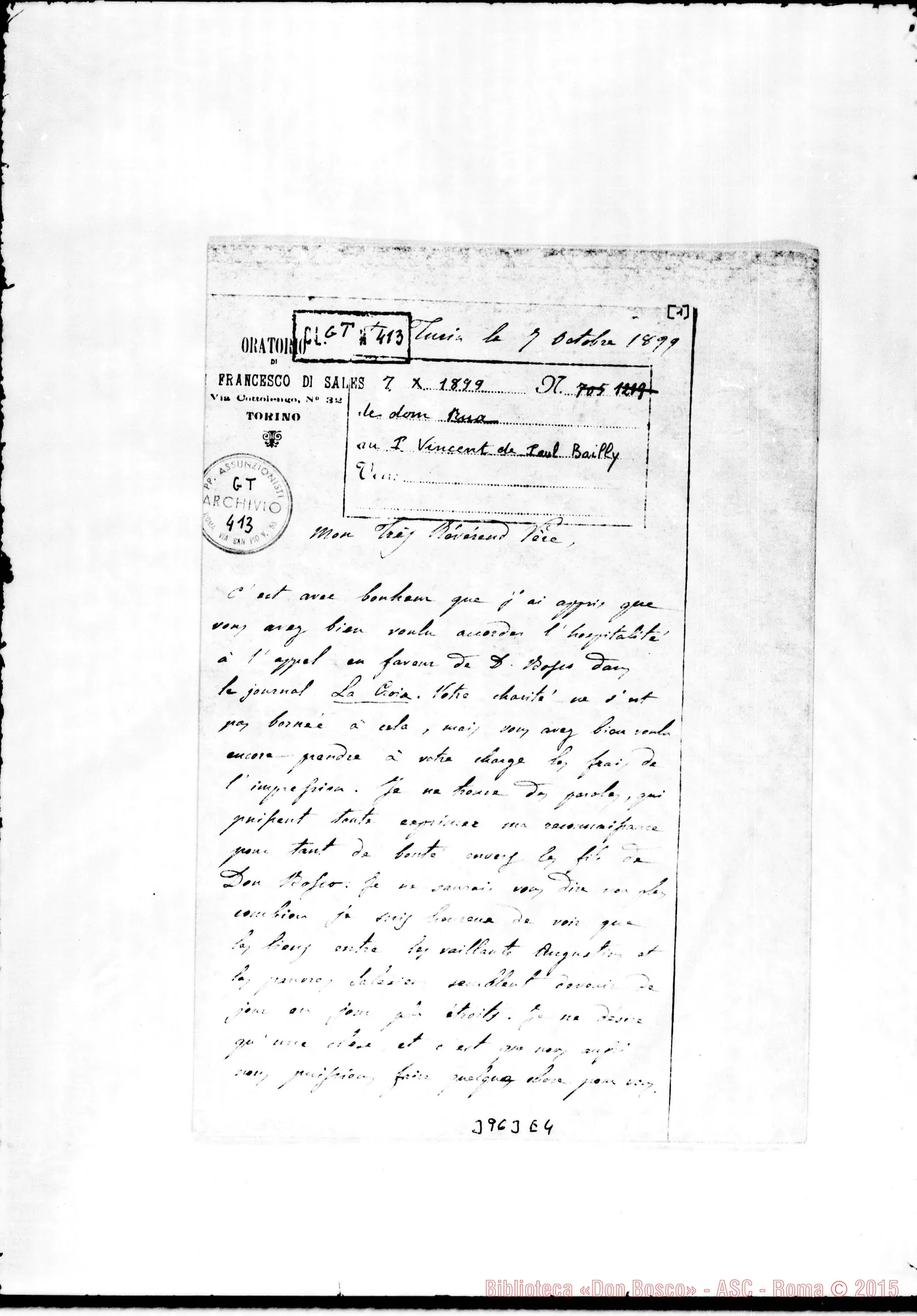 Fotogramma E 4 — Paul Bailly Vincent de, Assunzionista Torino, 7-10-1899