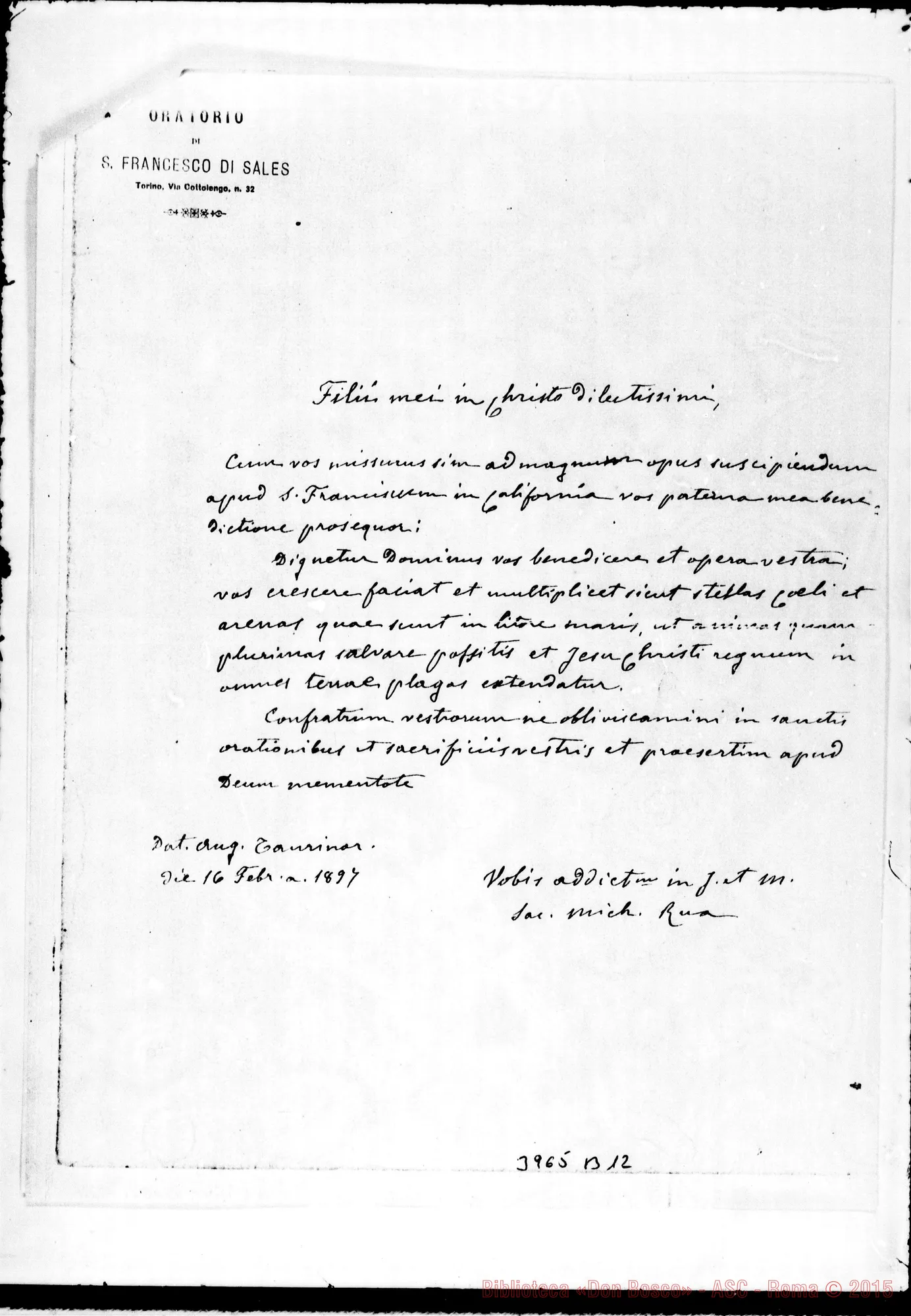 Fotogramma B 12 — Filii mei in Xto. Torino, 16-02-1897