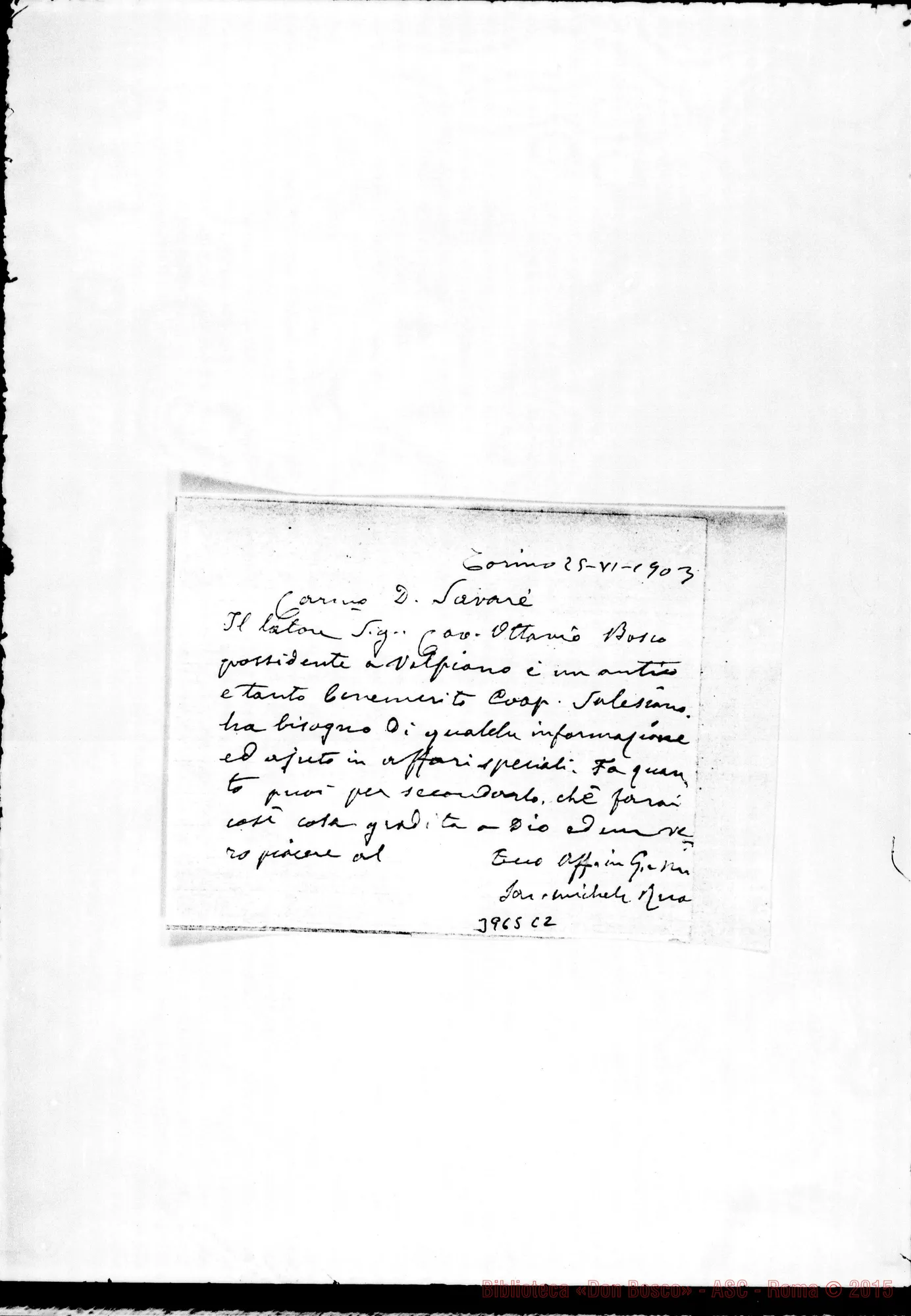 Fotogramma C 2 — Savaré Bernardo, SDB Torino, 25-06-1903