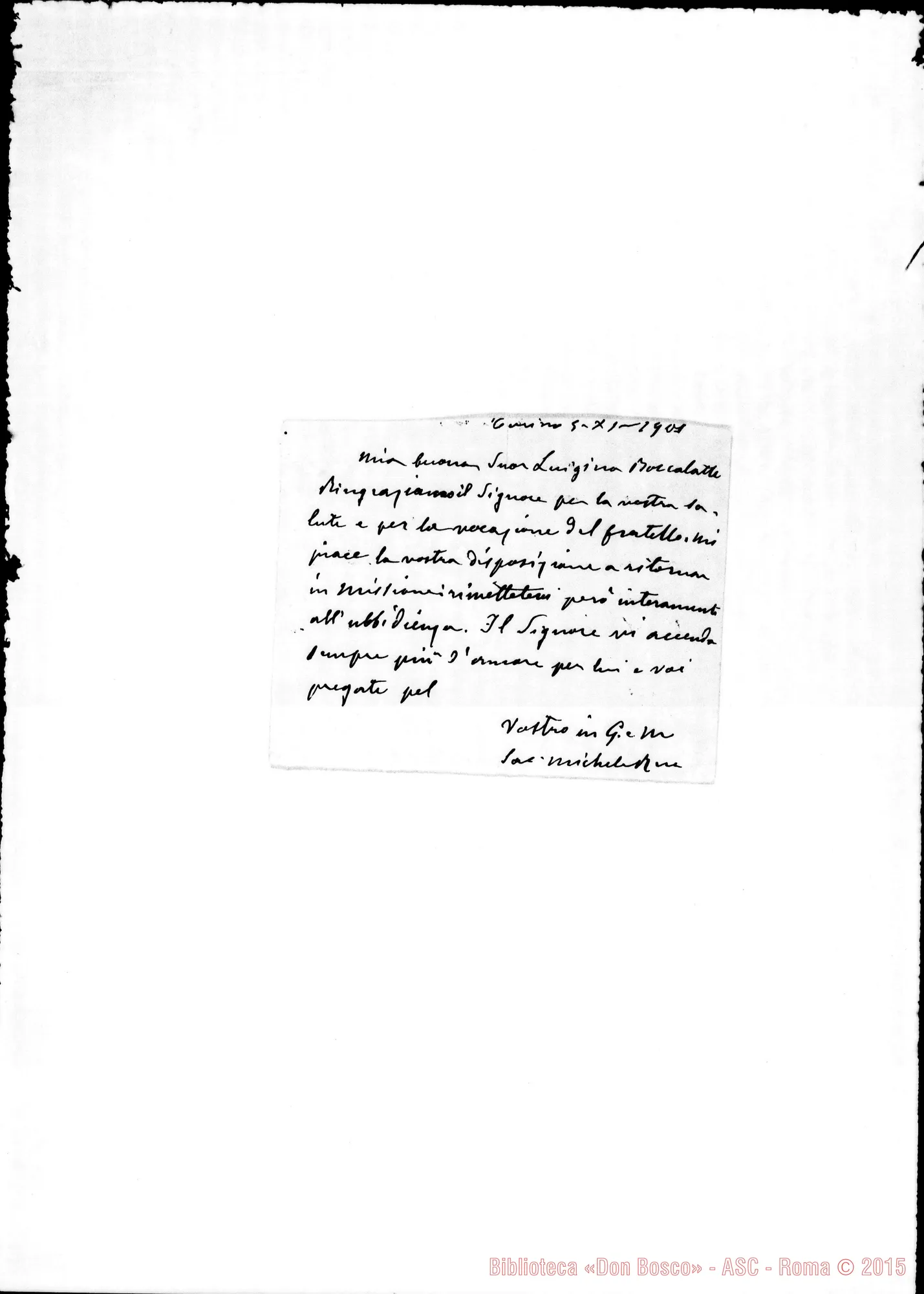 Fotogramma A 2 — Boccalatte Luigina, suora Torino, 5-11-1901
