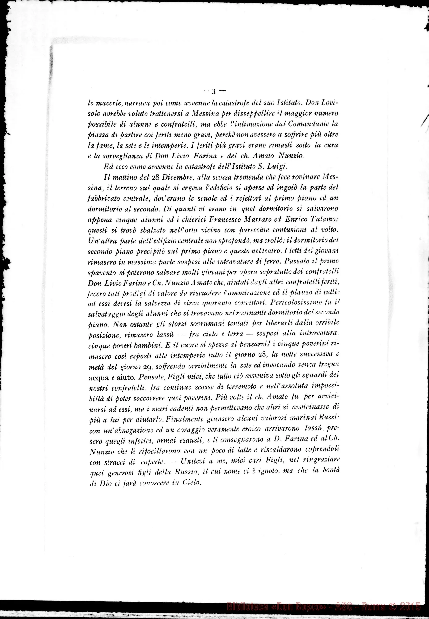 Fotogramma D 12 — Ai Carissimi Figli Torino, 10-01-1909 Circolare stampata con autogr. Rua
