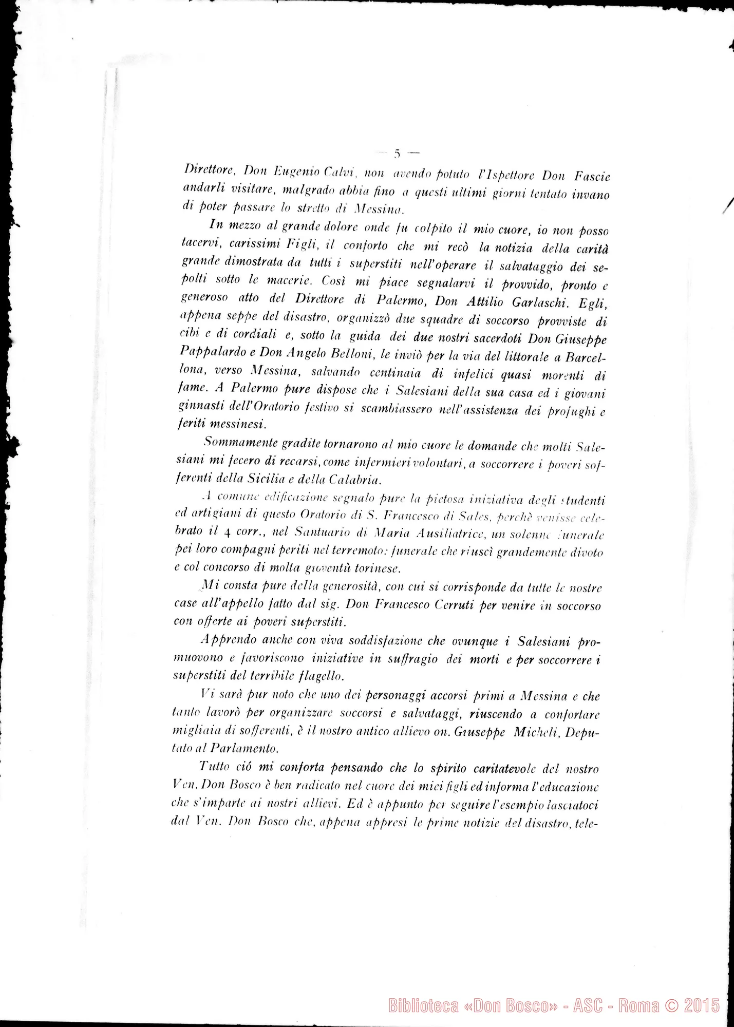 Fotogramma E 2 — Ai Carissimi Figli Torino, 10-01-1909 Circolare stampata con autogr. Rua