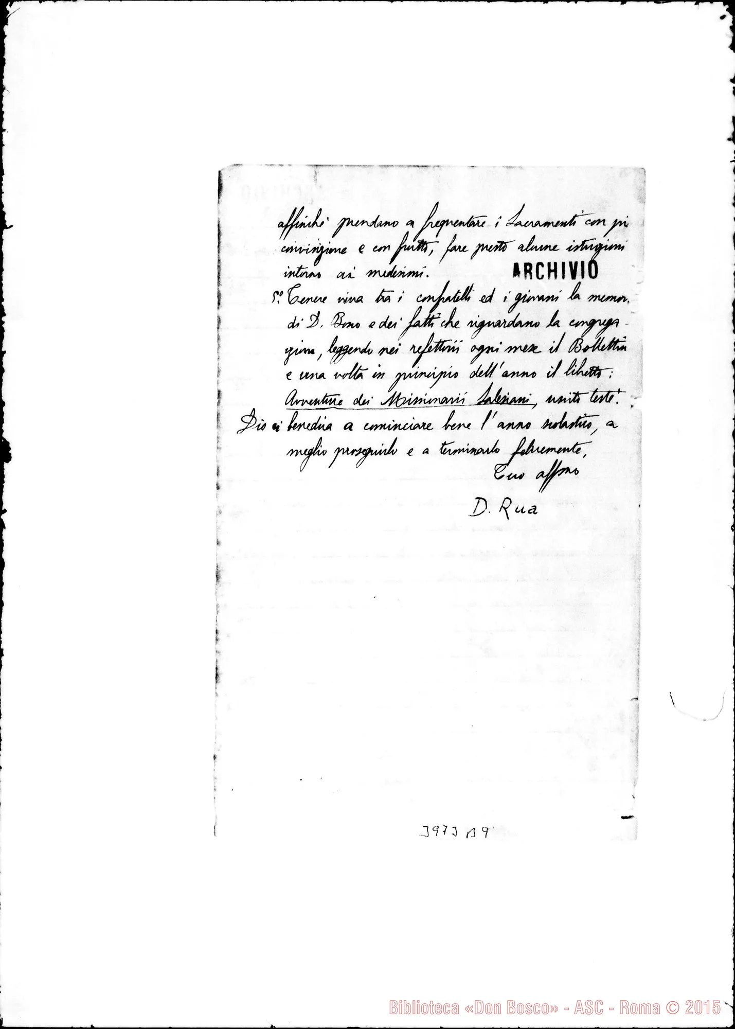 Fotogramma B 9 — 1-10-1887: Minuta di circolare. Ms.