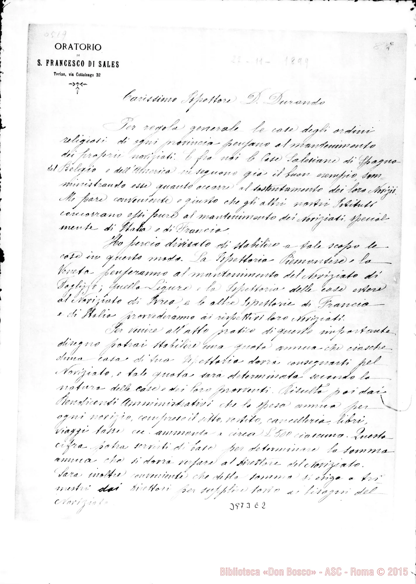 Fotogramma E 2 — 27-11- Mantenimento dei propri noviziati. Ms. allogr. con firma autogr. Rua