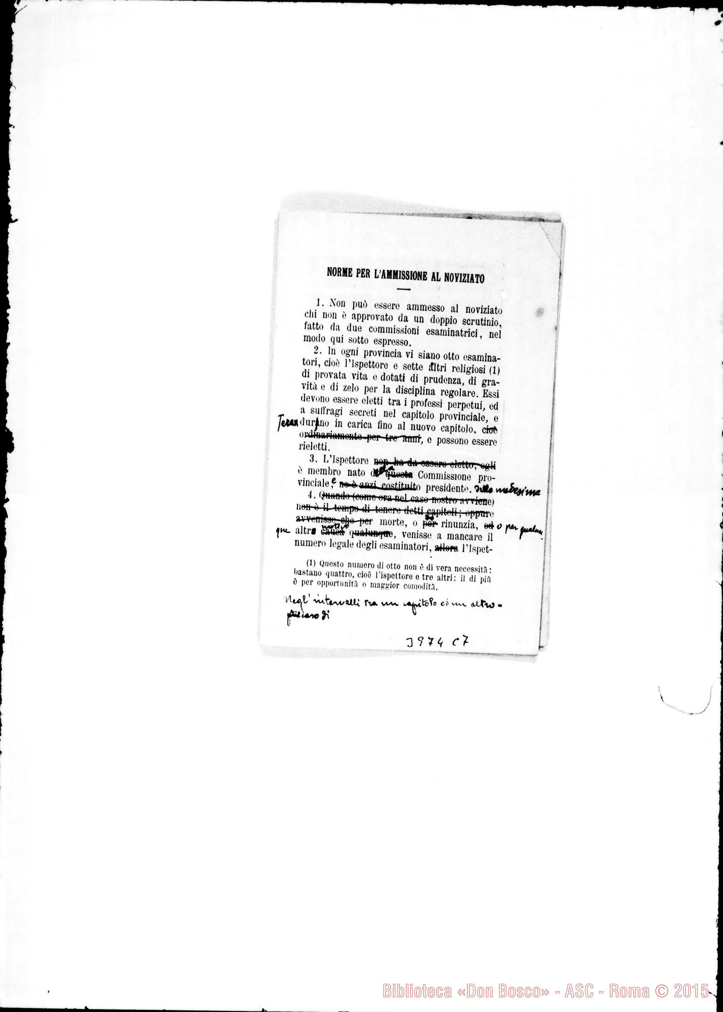 Fotogramma C 7 — 5-08- Presenta norme pratiche per il Decreto «Regulari Disciplinae». Stampato Firma autogr. Rua