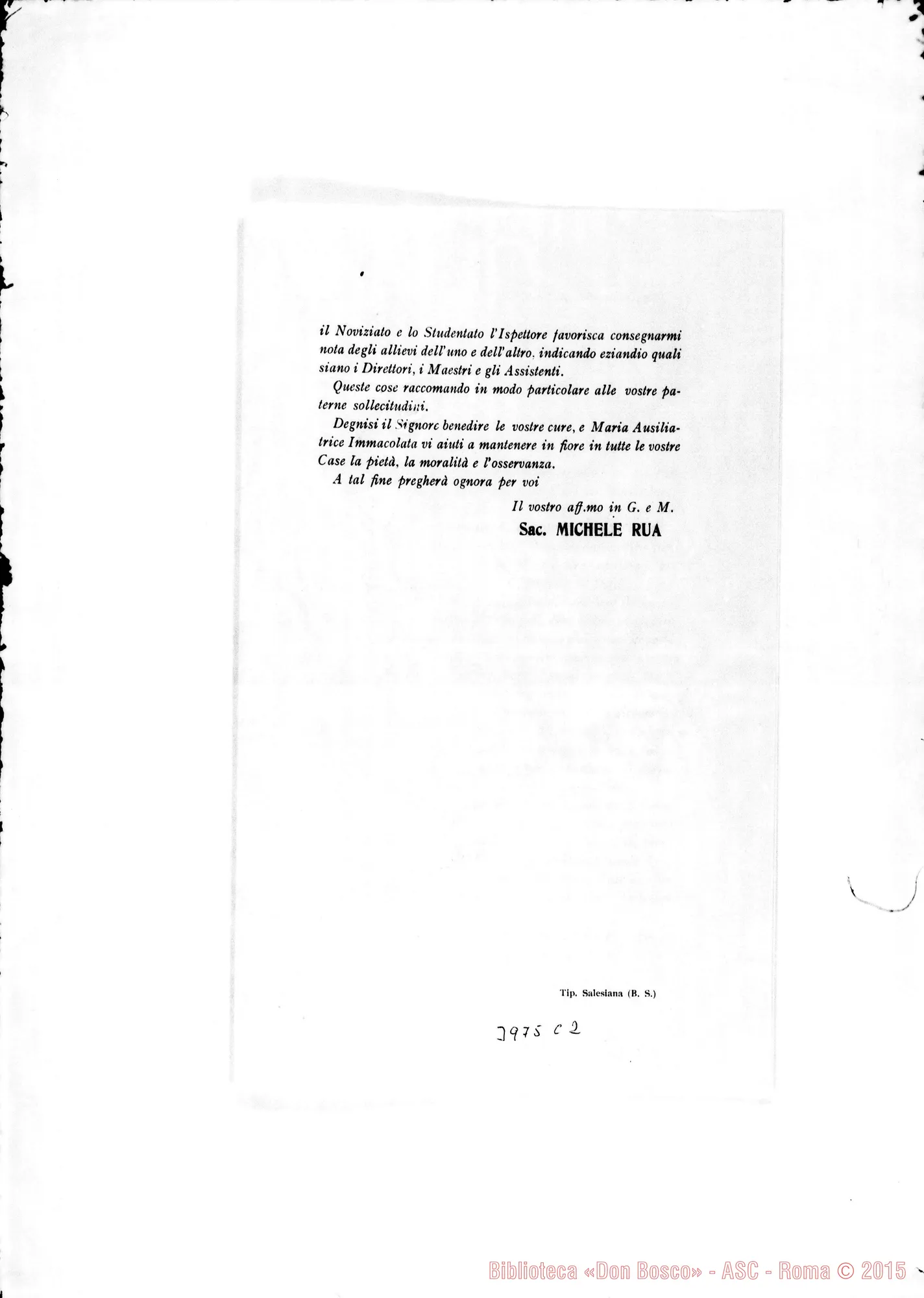 Fotogramma C 2 — 24-11-1904: Raccomandazioni. Stampato E copia ms.