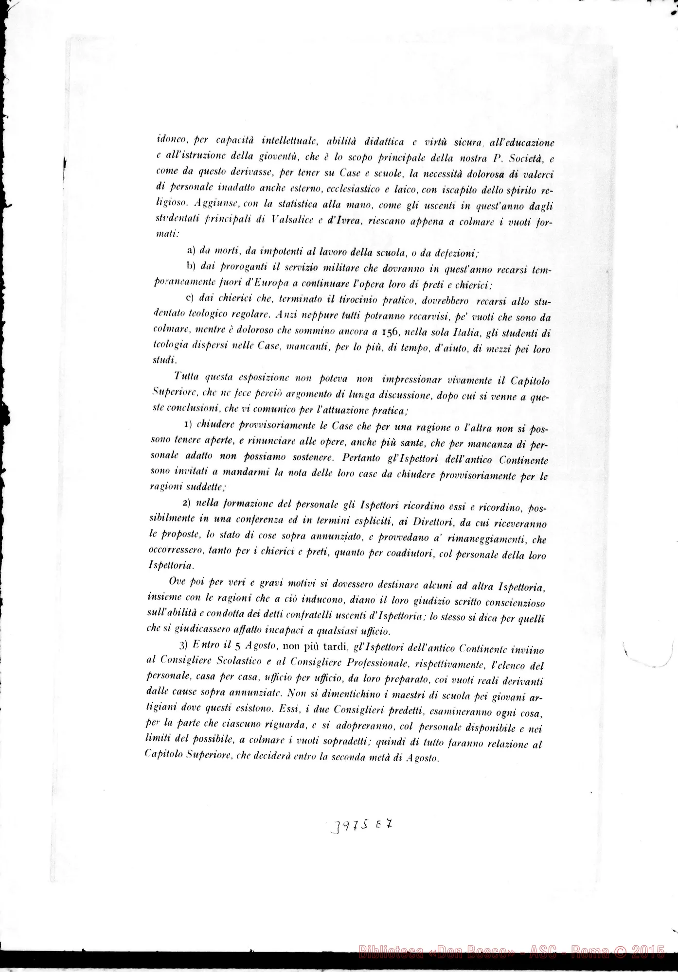 Fotogramma E 7 — 2-07-1906: Sulla distribuzione del personale. Stampato
