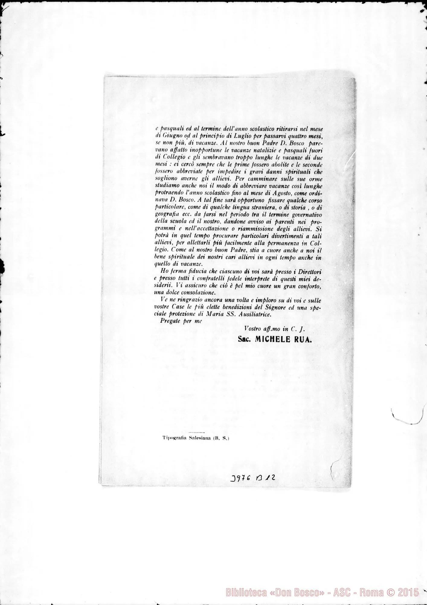 Fotogramma B 12 — 9-07- Vacanze, Archivi, Risparmi, Regolamento dell'Oratorio… Stampato