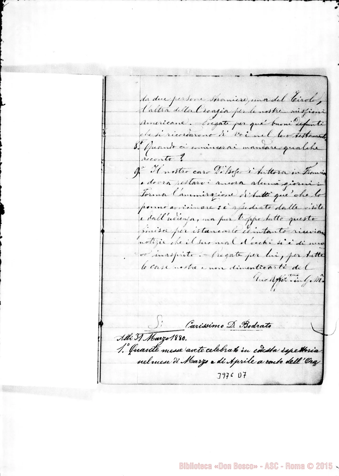 Fotogramma D 7 — 1879-1886: «Circolari all'Ispettoria Americana». Quaderno ms. allogr. in parte E autogr. Rua in altra
