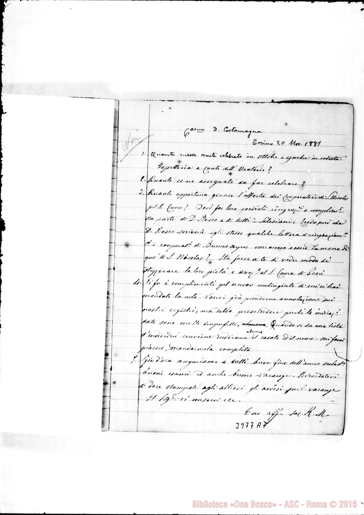Fotogramma A 7 — 1879-1886: «Circolari all'Ispettoria Americana». Quaderno ms. allogr. in parte E autogr. Rua in altra