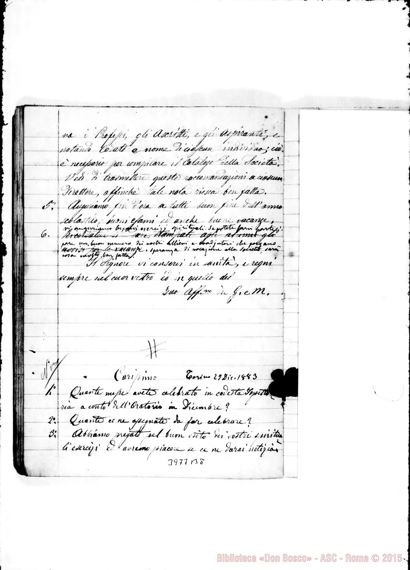 Fotogramma B 8 — 1879-1886: «Circolari all'Ispettoria Americana». Quaderno ms. allogr. in parte E autogr. Rua in altra