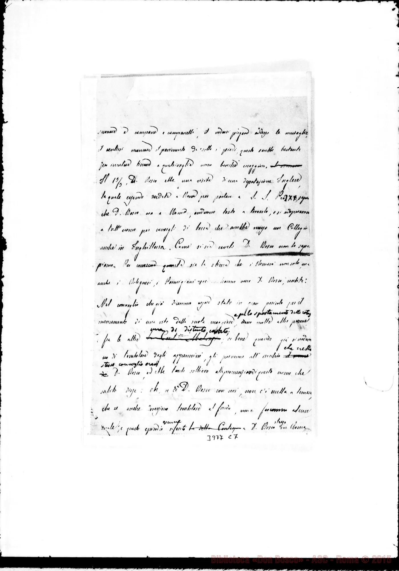 Fotogramma C 7 — 1873: Notizie su D. Bosco. Ms. con correi, autogr. Rua