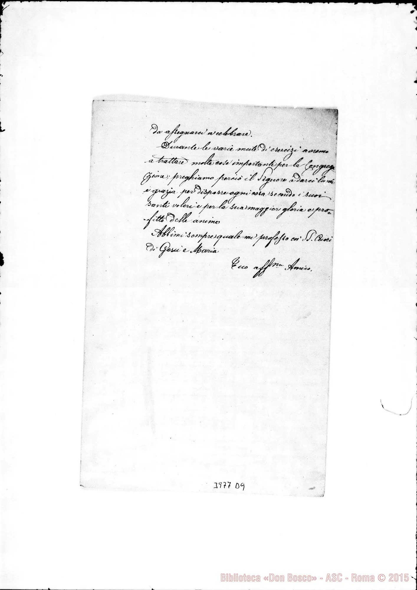 Fotogramma D 9 — 1876: Esercizi spirituali nell’anno 1876. Ms. allogr. con correi, autogr. Rua