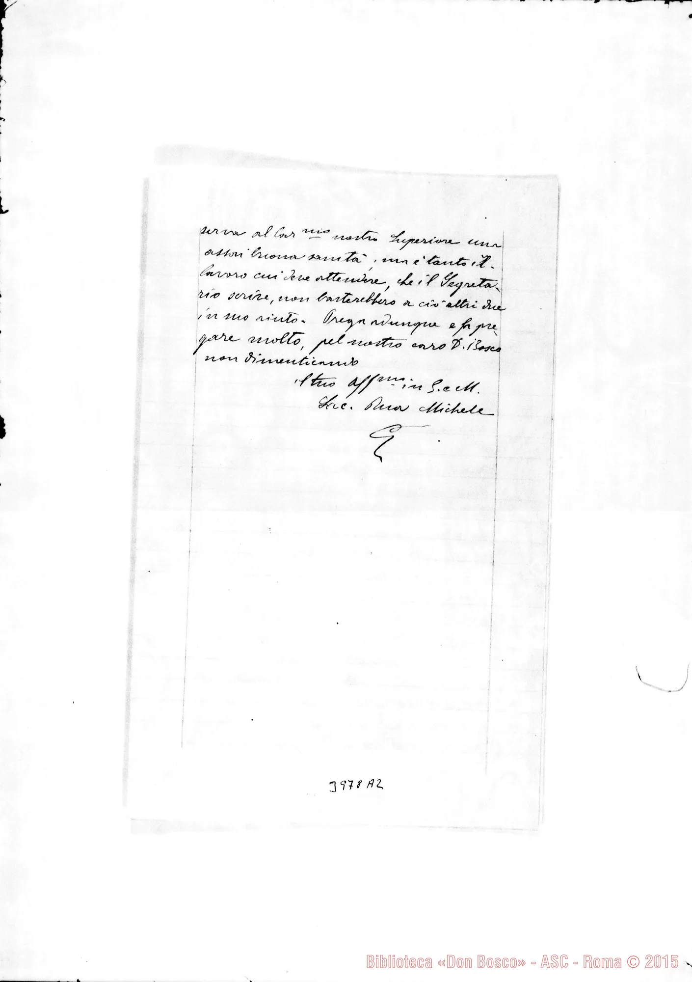 Fotogramma A 2 — 28-04-1883: Notizie intorno al Sig. Don Bosco. Ms. allogr.