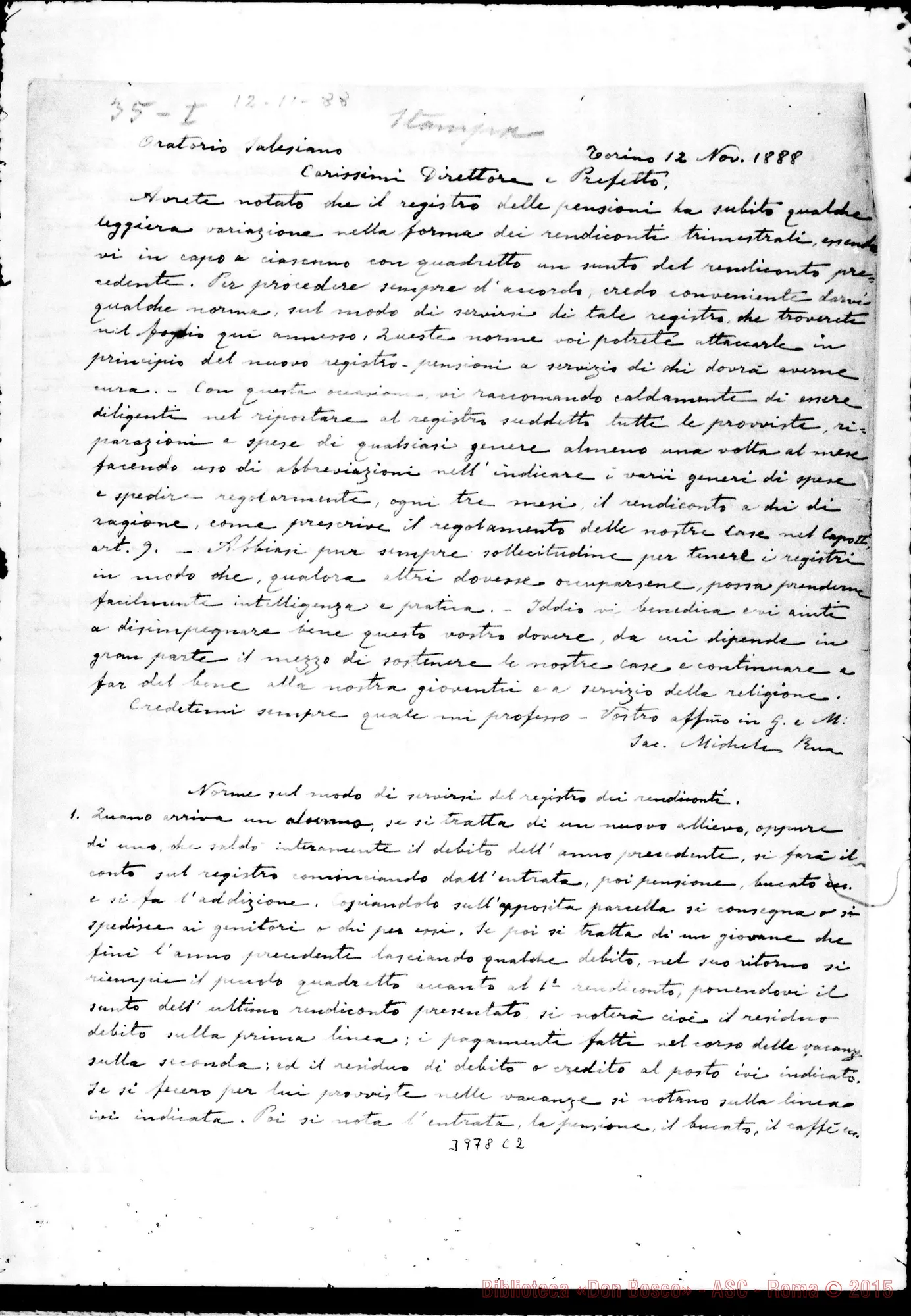 Fotogramma C 2 — 29-11- Variazioni nel registro delle pensioni. Omeotipia E ms. allogr.