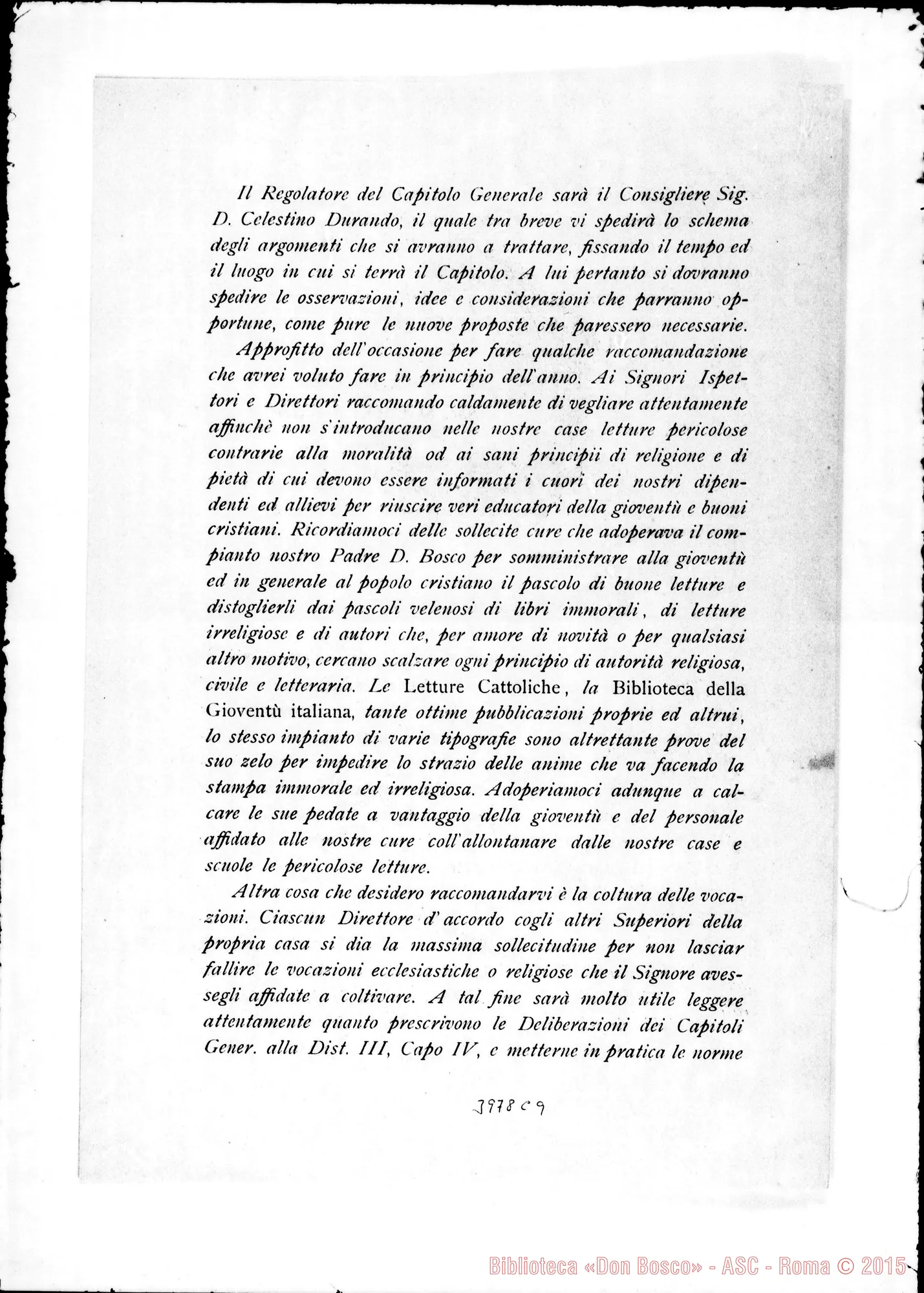Fotogramma C 9 — 04- Annunzio del Quinto Capitolo Generale. Stampato