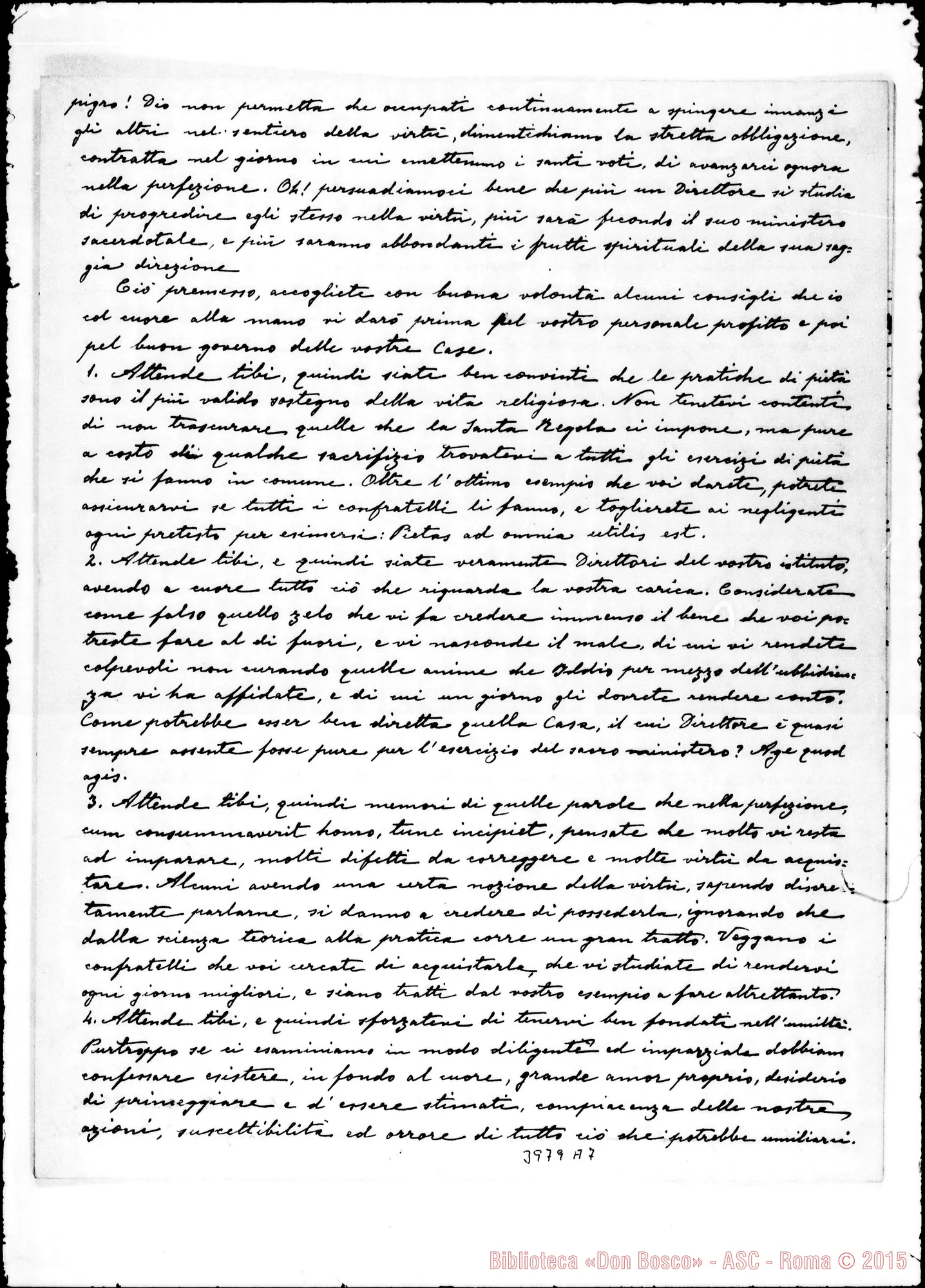 Fotogramma A 7 — 24-08- Esercizi per i Direttori A Valsalice. Ms. allogr. E stampato
