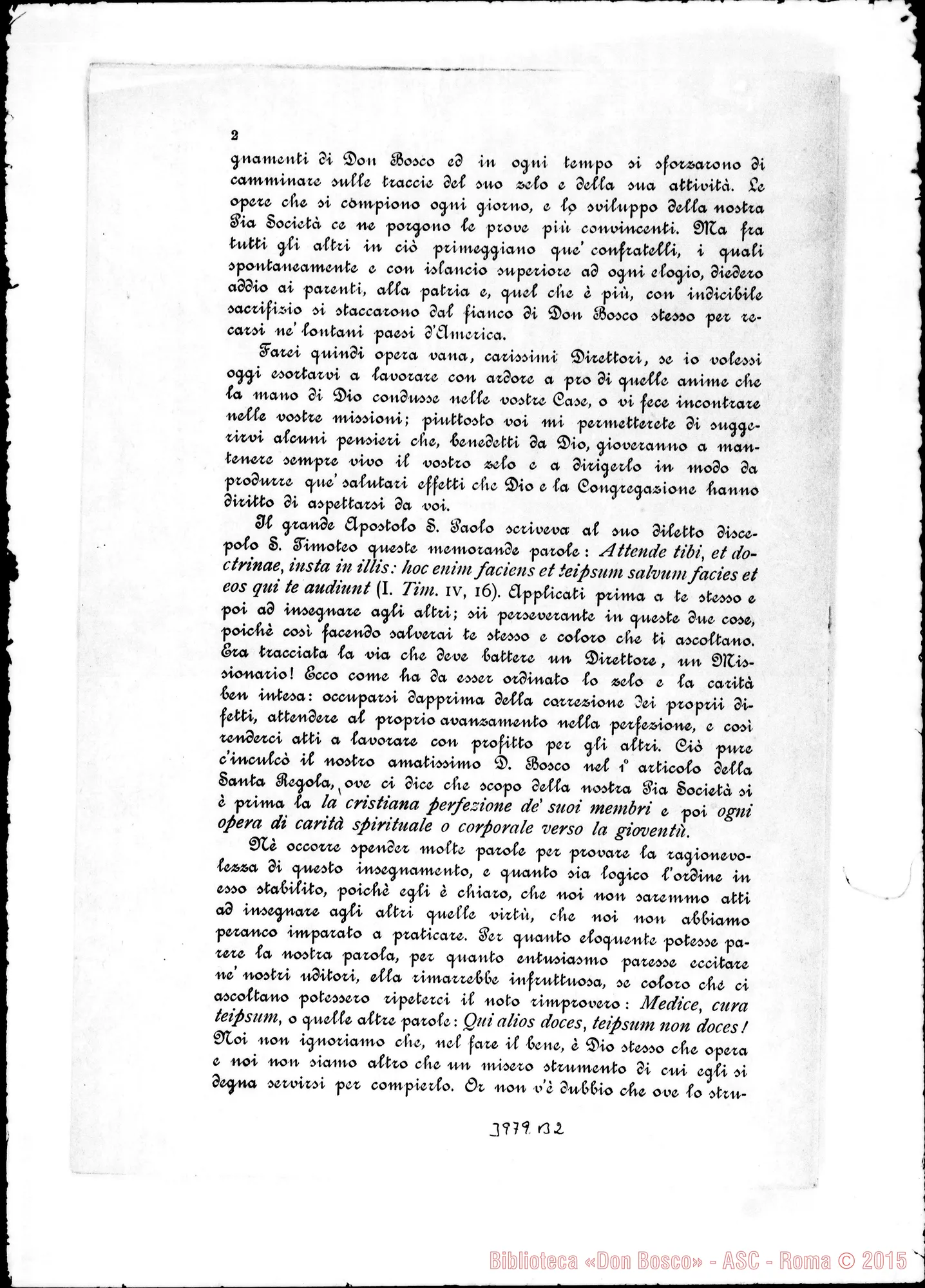 Fotogramma B 2 — 24-08- Esercizi per i Direttori A Valsalice. Ms. allogr. E stampato