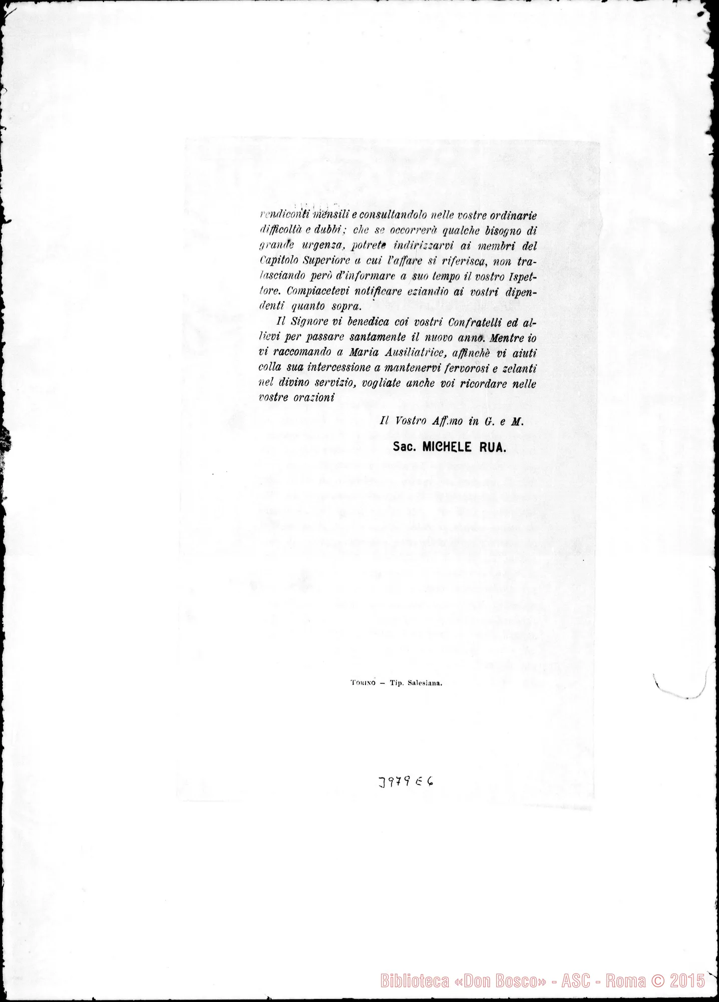 Fotogramma E 6 — 1-01-1904: Sul trasloco di D. Erminio Borio. Stampato