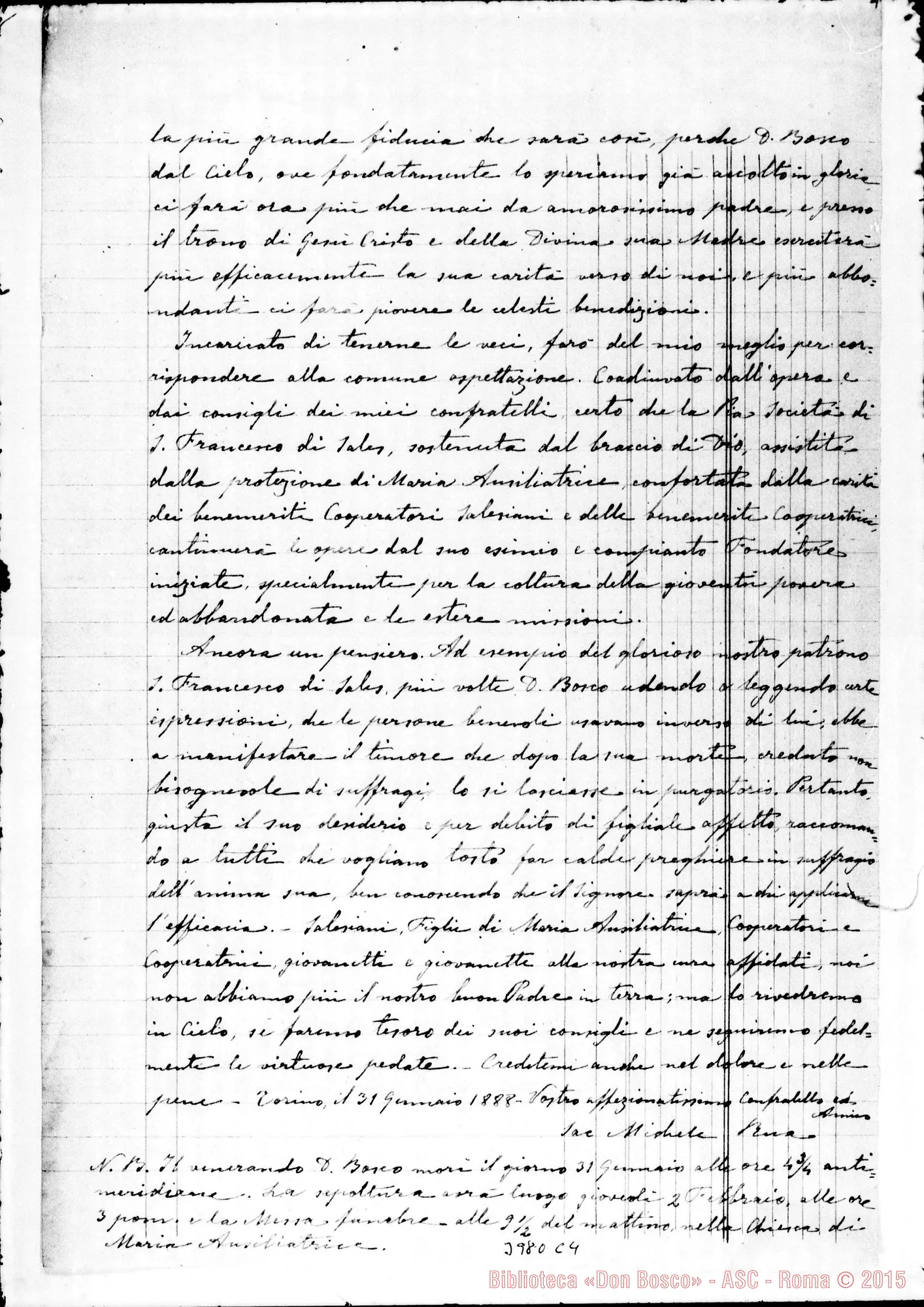 Fotogramma C 4 — 1887-1888: Circolari sull’ultima malattia di D. Bosco.
