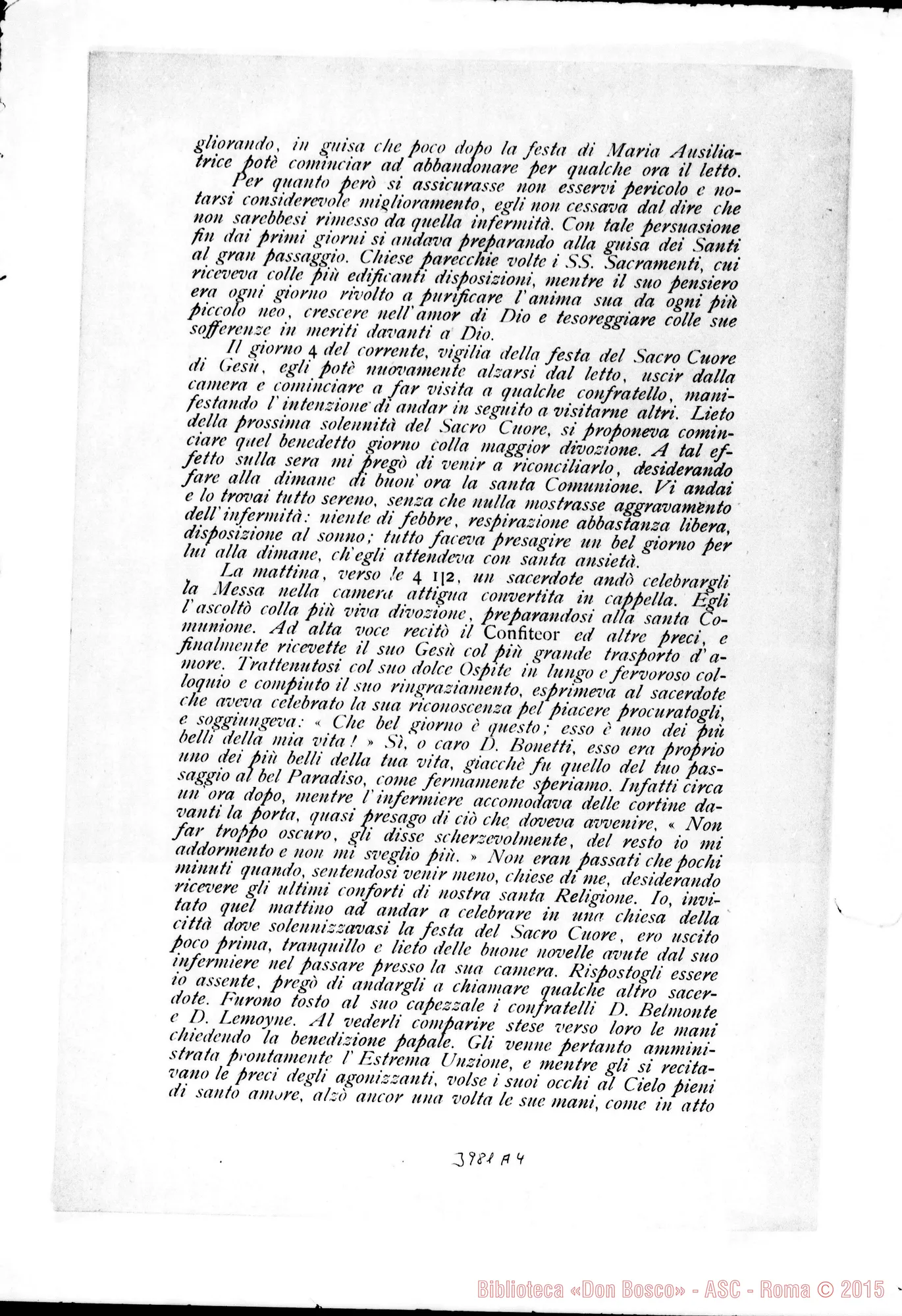 Fotogramma A 4 — 15-06-1891: Morte del Card. Alimonda E di D. Bonetti. Stampato