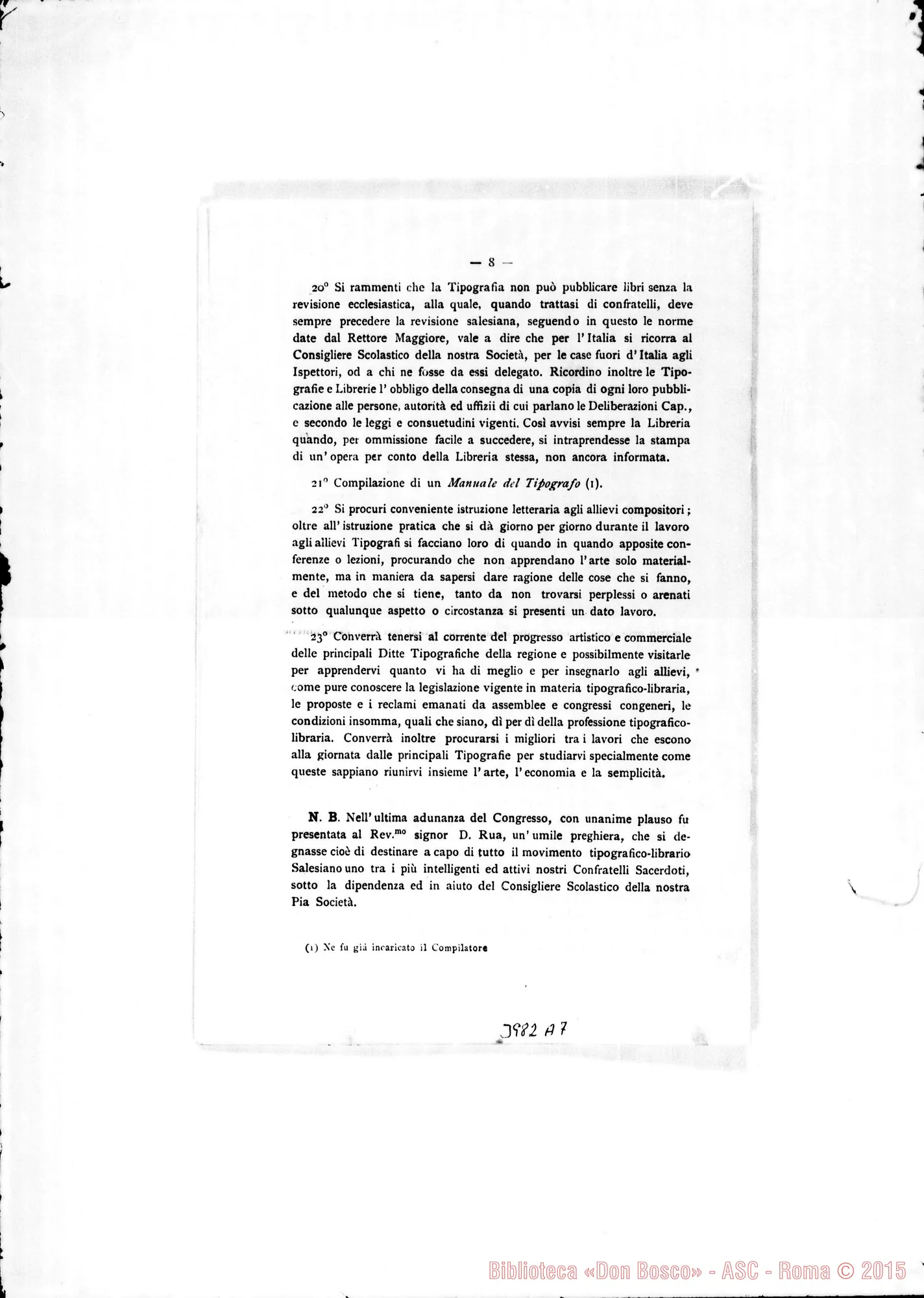 Fotogramma A 7 — 11-08- Conferenze per il movimento tipografico-librario. Deliberazioni