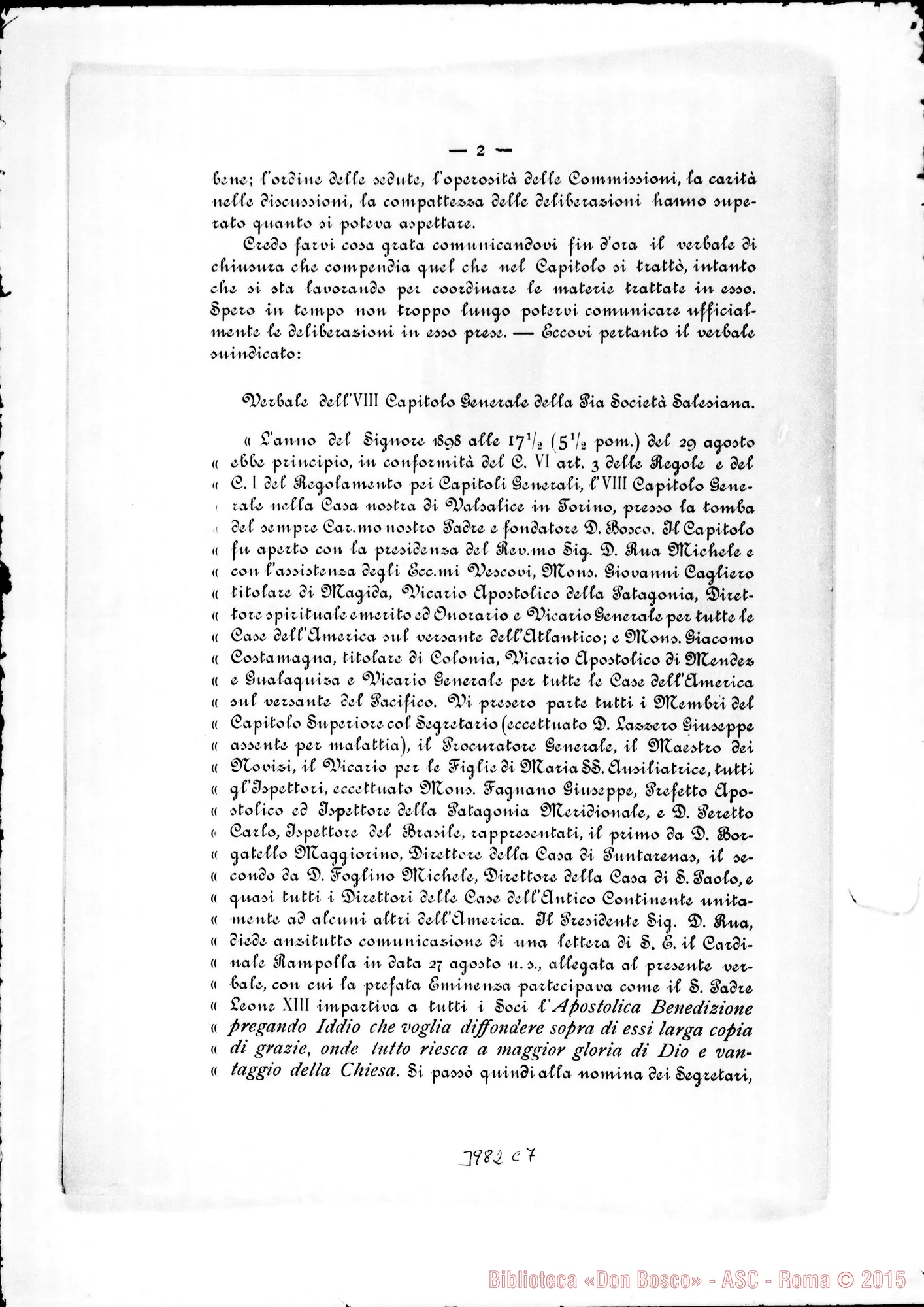 Fotogramma C 7 — 8-12- Sul Capitolo Generale. Stampato