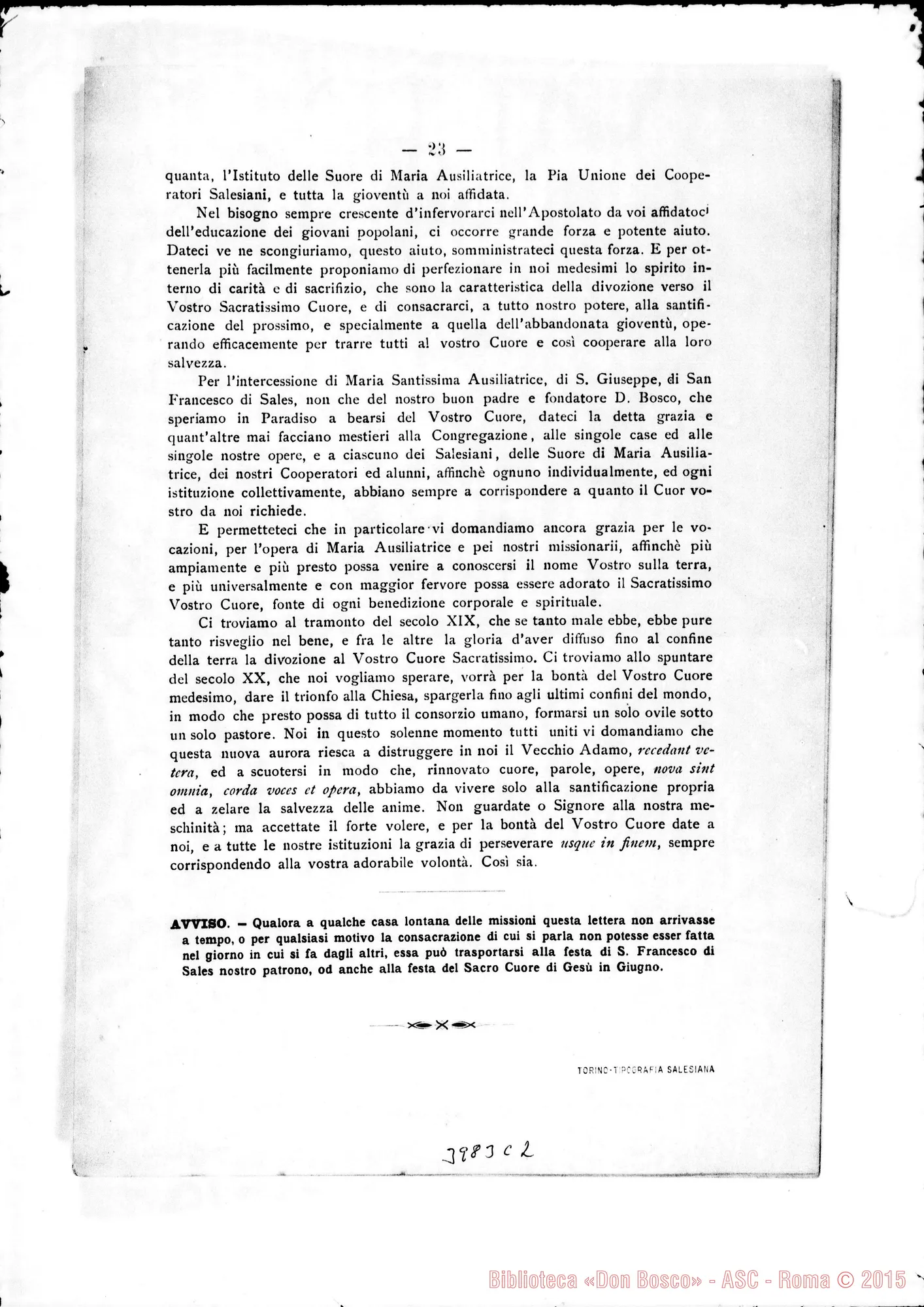 Fotogramma C 2 — 21-11- Consacrazione della Società Salesiana al Sacro Cuore. Stampato