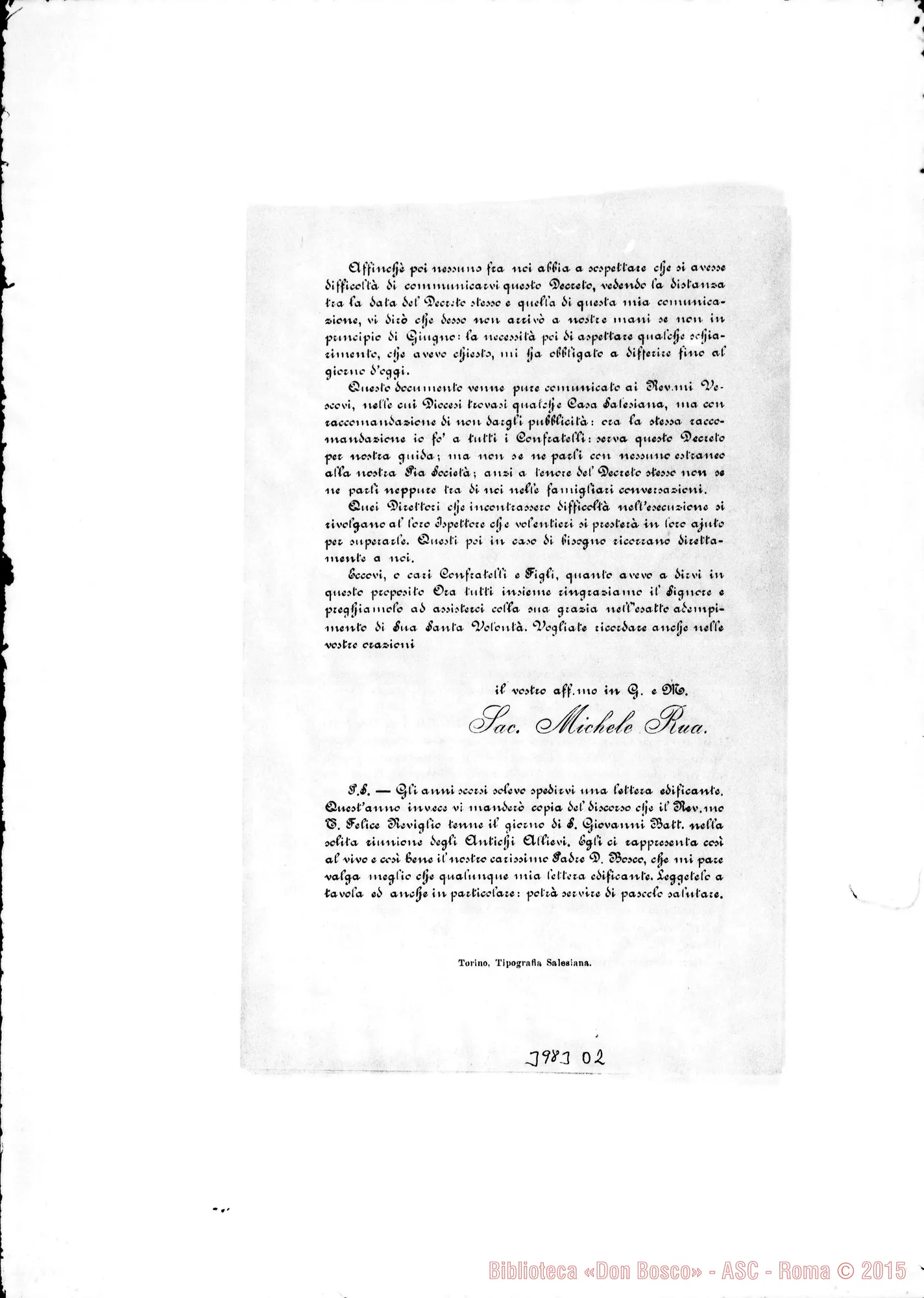 Fotogramma D 2 — 6-07 Comunica il Decreto sulle confessioni. Ms. allogr. E stampato