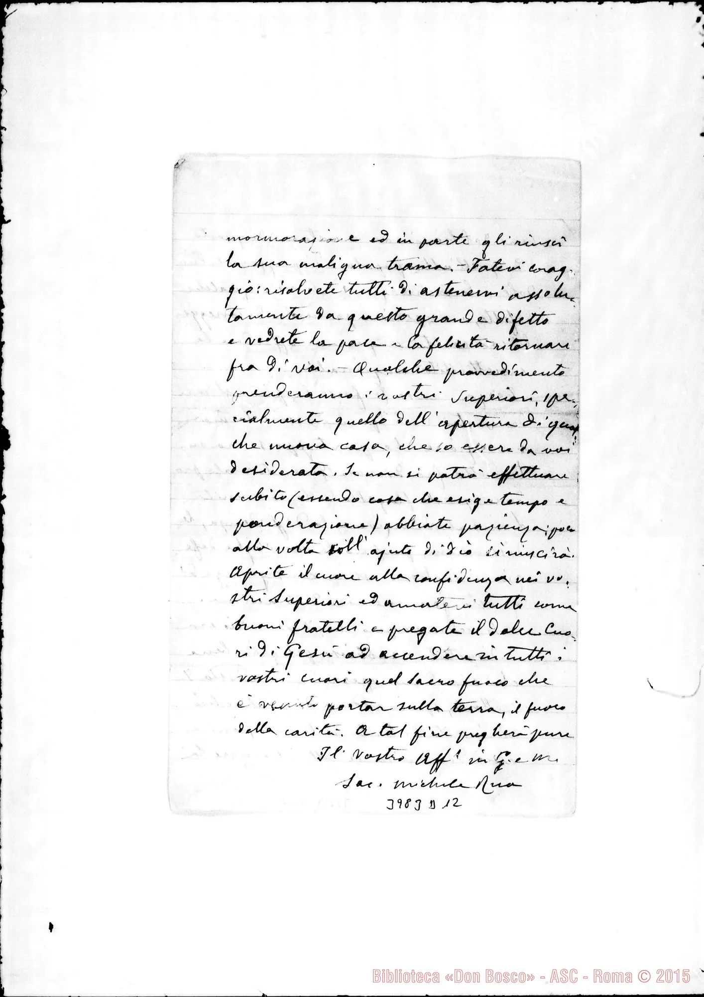 Fotogramma D 12 — 12-07- Sulla carità. Ms. autogr. Rua
