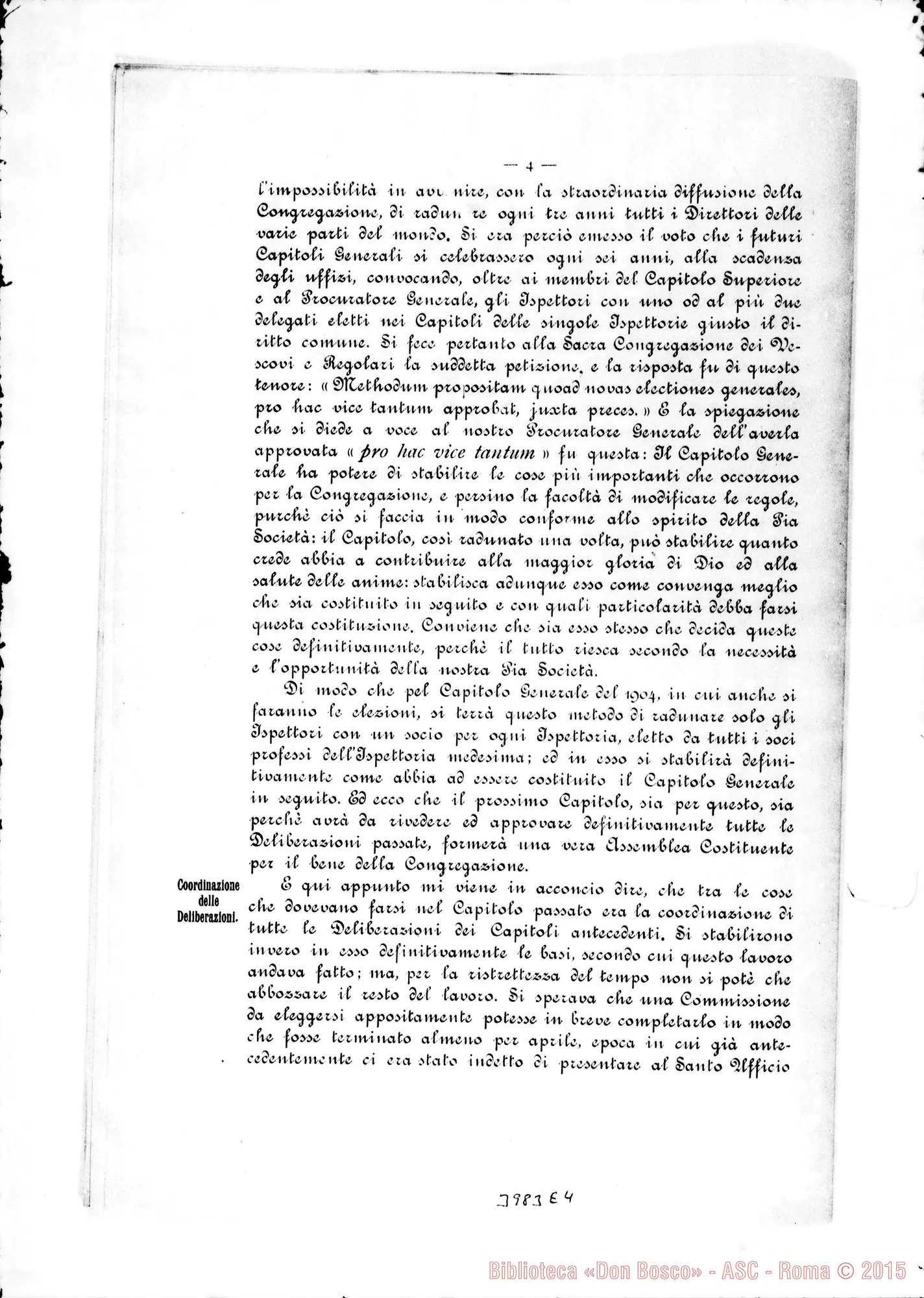 Fotogramma E 4 — 19-03-1902: Su Privilegi, Noviziato, Capitoli Generali, Studi… Stampato