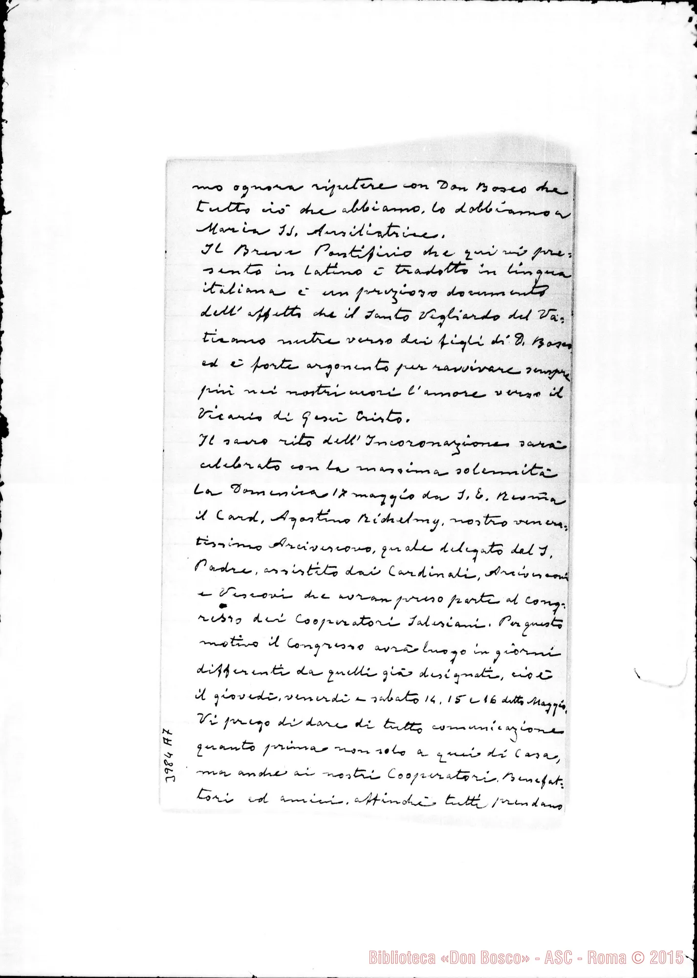 Fotogramma A 7 — 18-02- Incoronazione della Vergine Ausiliatrice. Ms. allogr. E stampato
