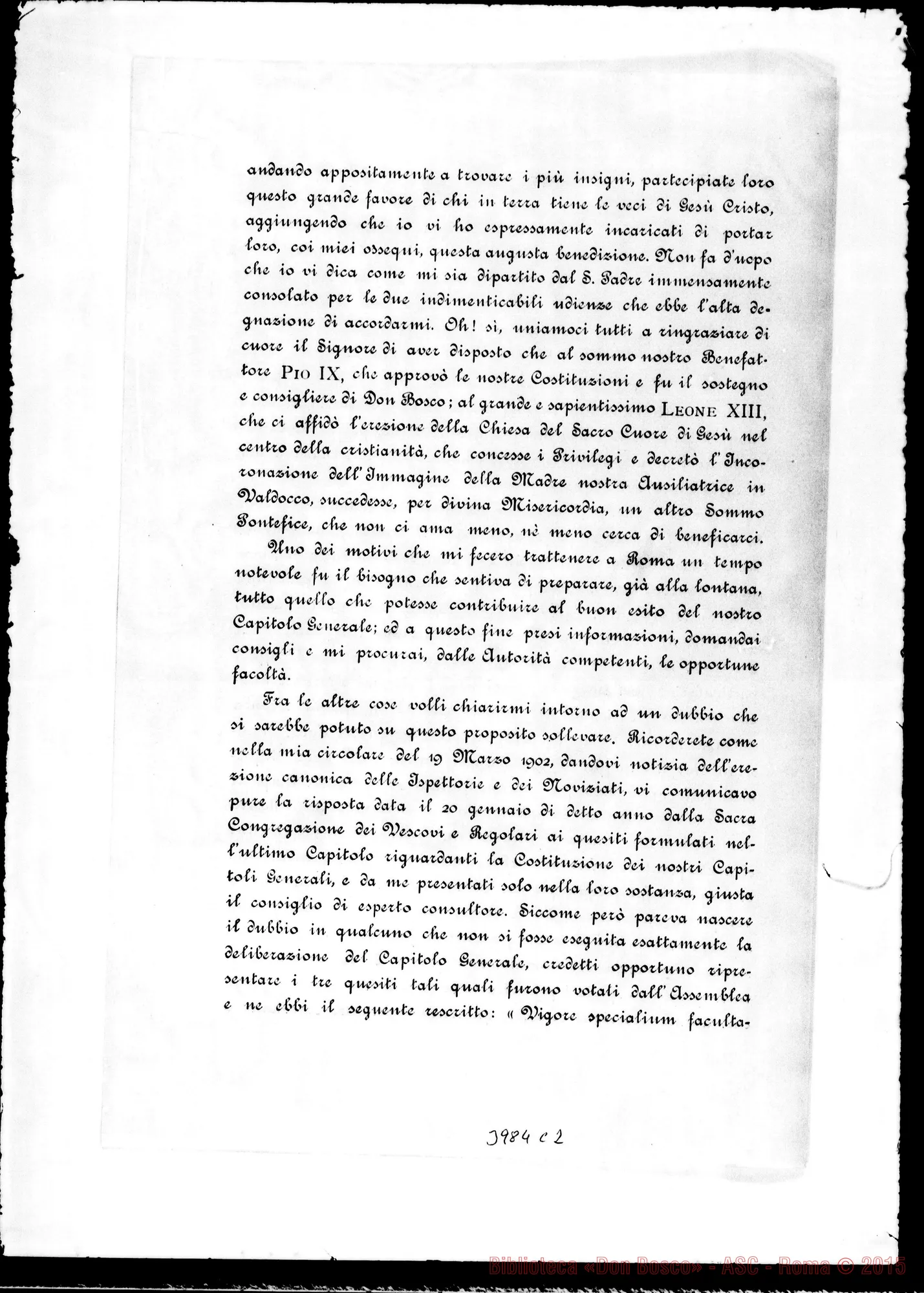 Fotogramma C 2 — 6-01-1904: Udienza con Pio X. Capitolo Generale X. Stampato