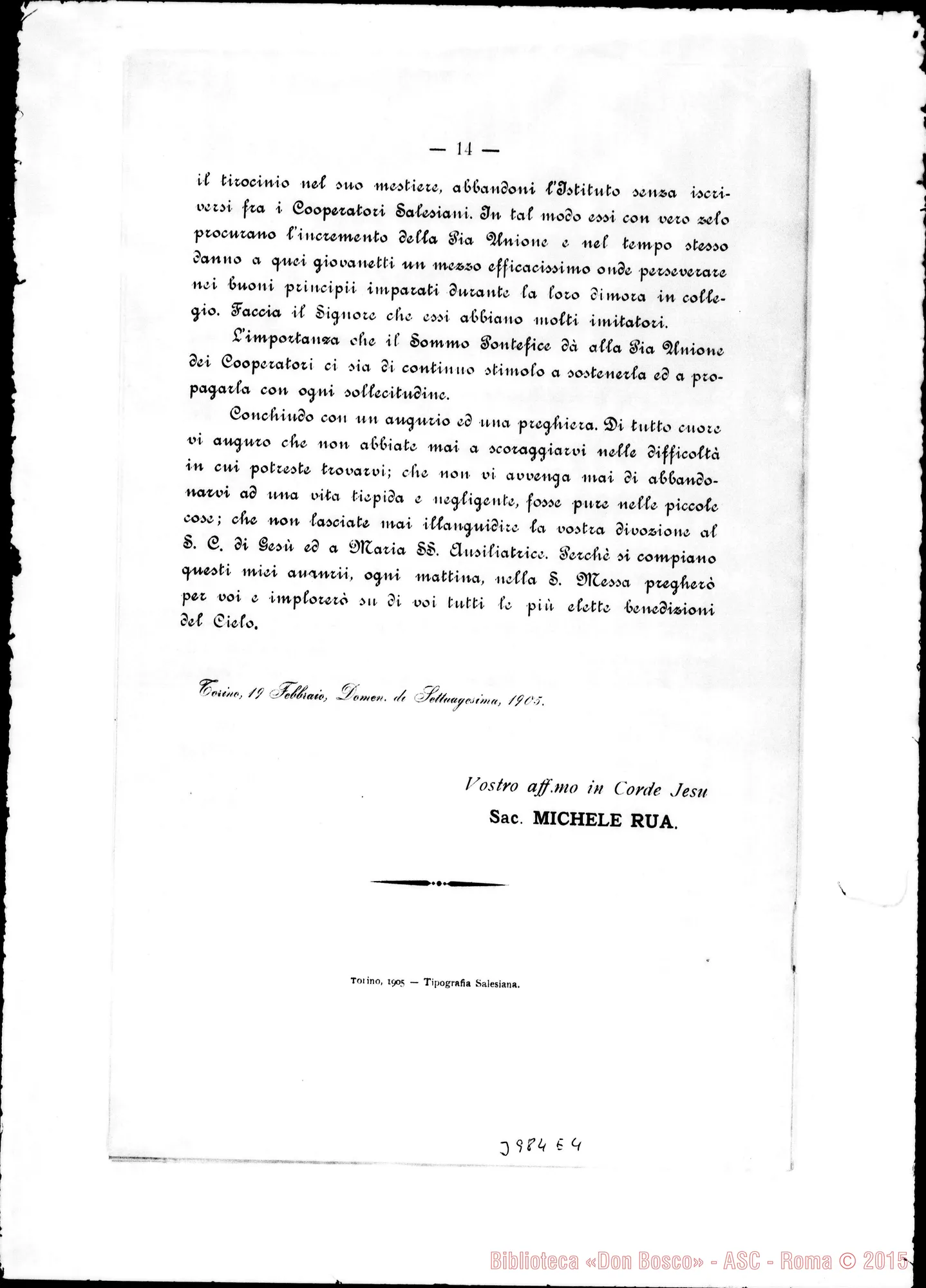 Fotogramma E 4 — 19-02- Sul Capitolo Generale X E sulla Pia Unione dei Cooperatori. Stampato