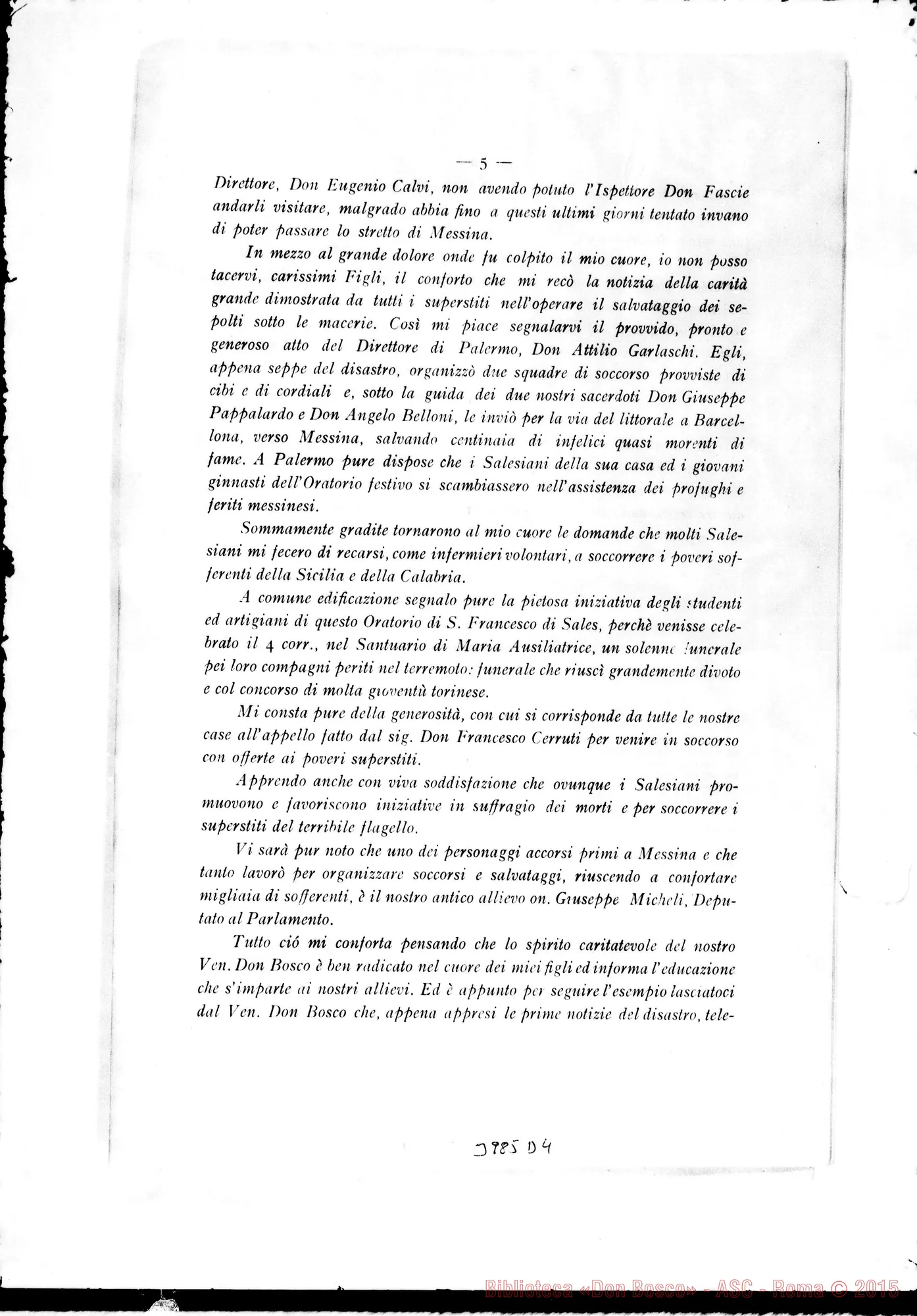 Fotogramma D 4 — 10-01-1909: Disastro della Sicilia E della Calabria. Ms. allogr. E stampato