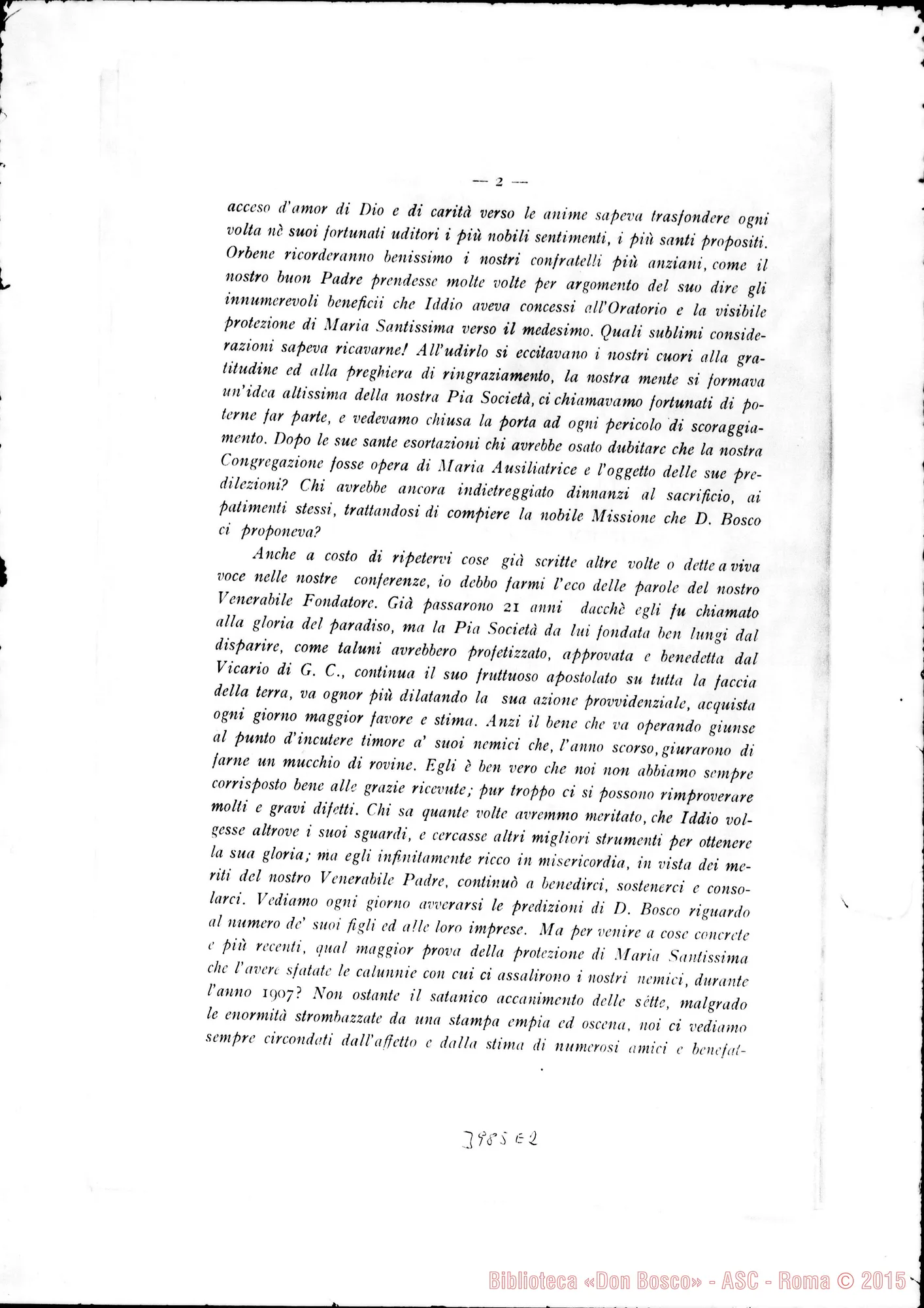 Fotogramma E 2 — 31-01- Sullo stato della Congregazione. Maria Liberatrice. Stampato