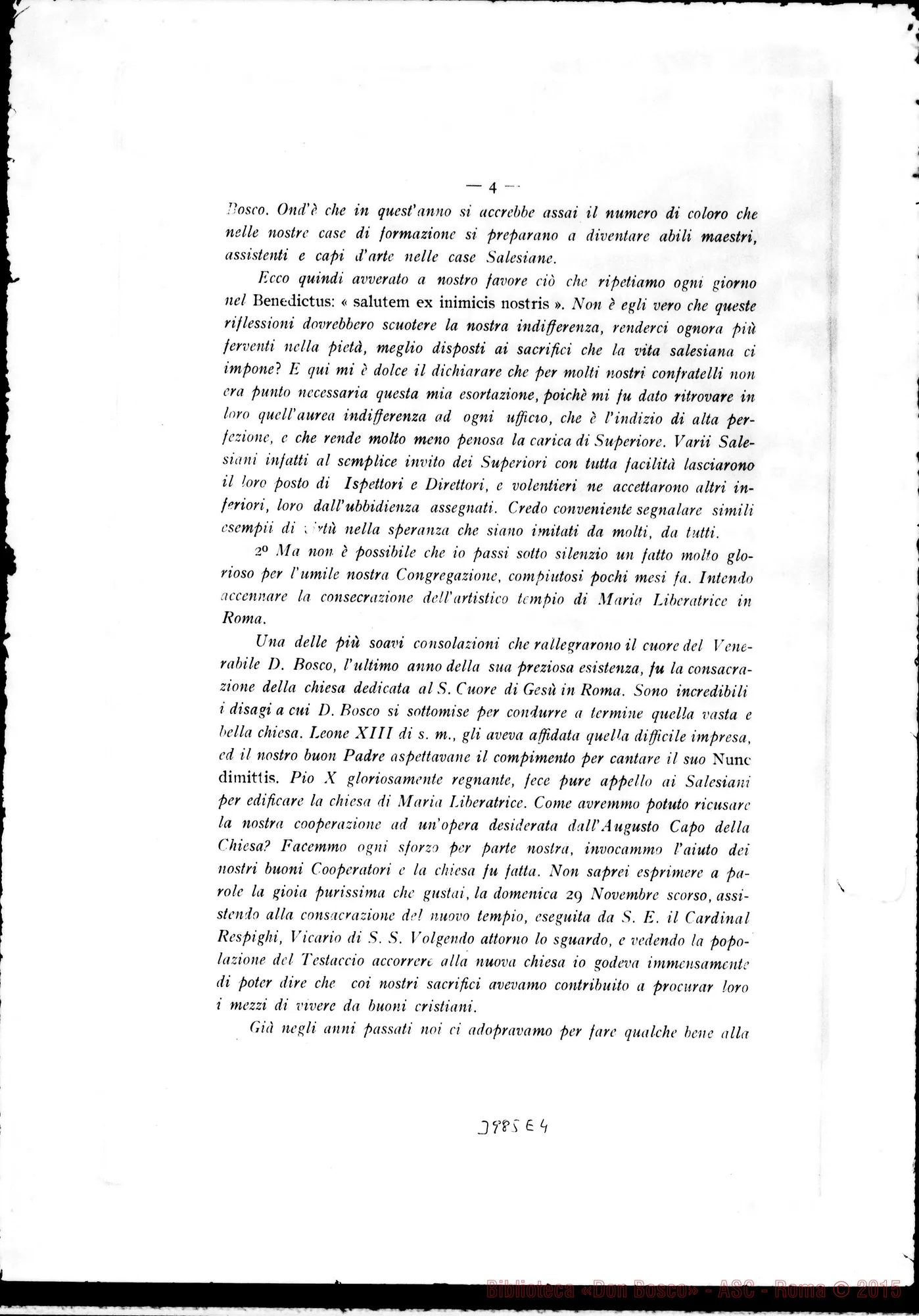 Fotogramma E 4 — 31-01- Sullo stato della Congregazione. Maria Liberatrice. Stampato