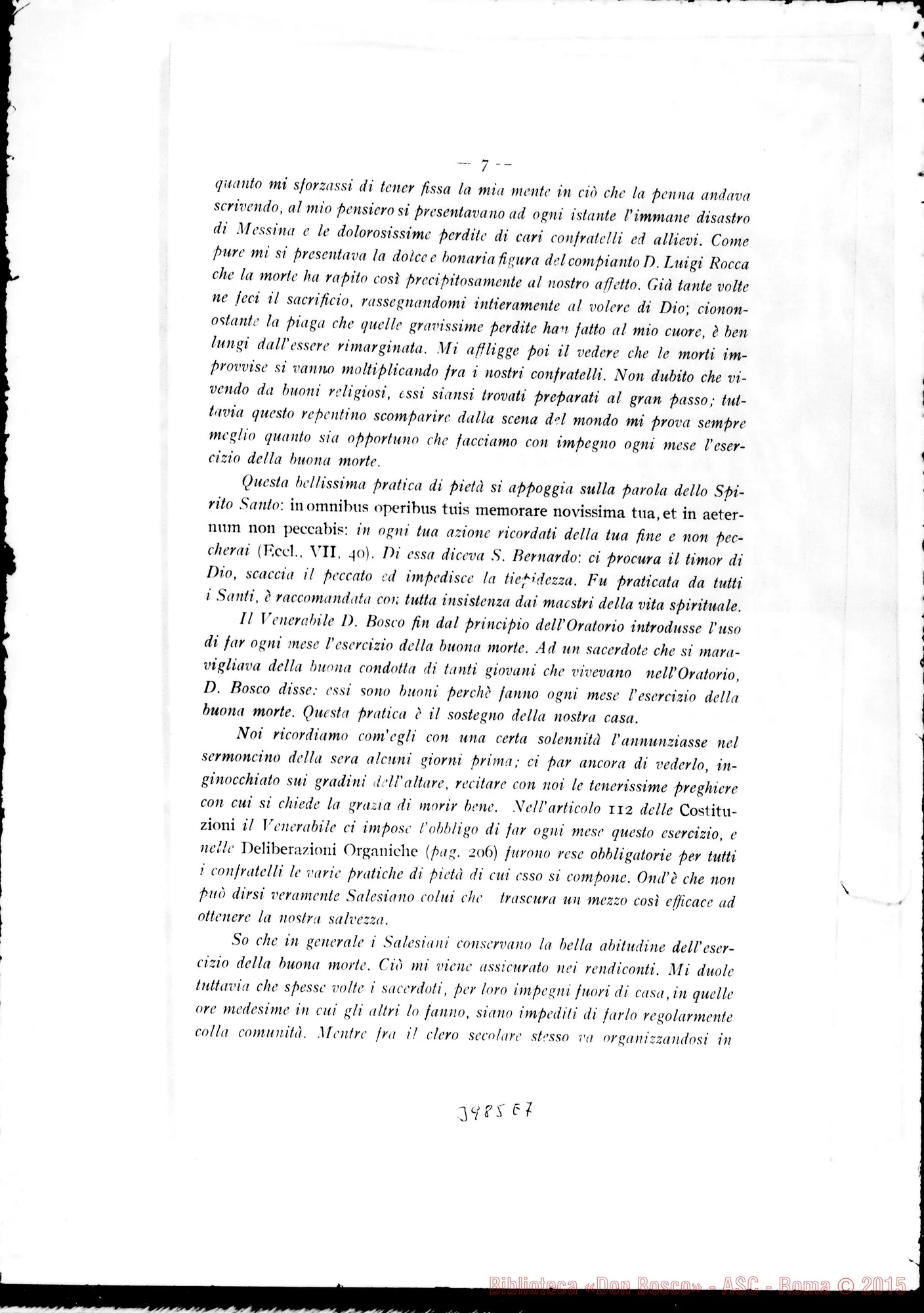 Fotogramma E 7 — 31-01- Sullo stato della Congregazione. Maria Liberatrice. Stampato