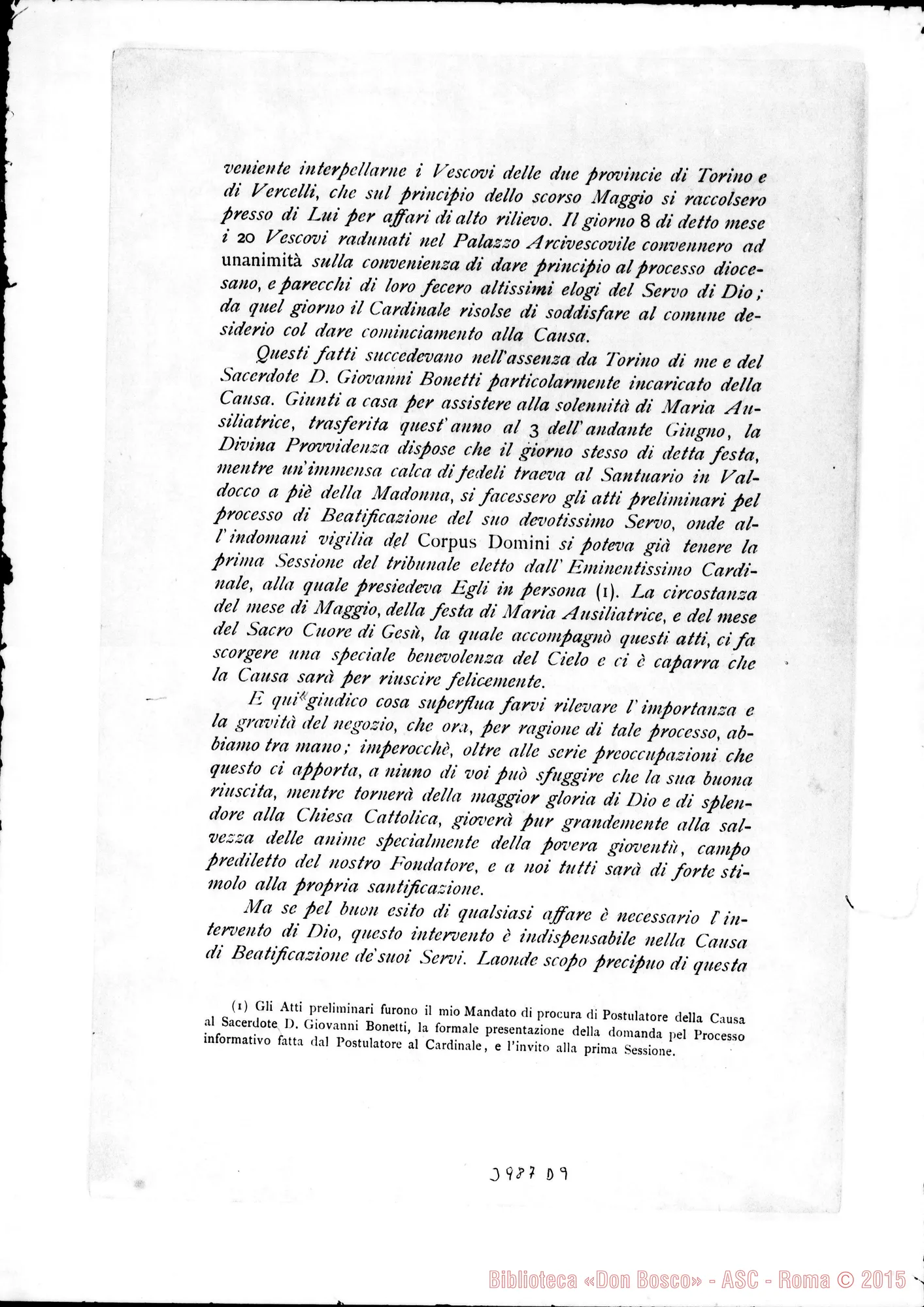 Fotogramma D 9 — 6-06- Sulla causa di Beatificazione di D. Bosco. Stampato