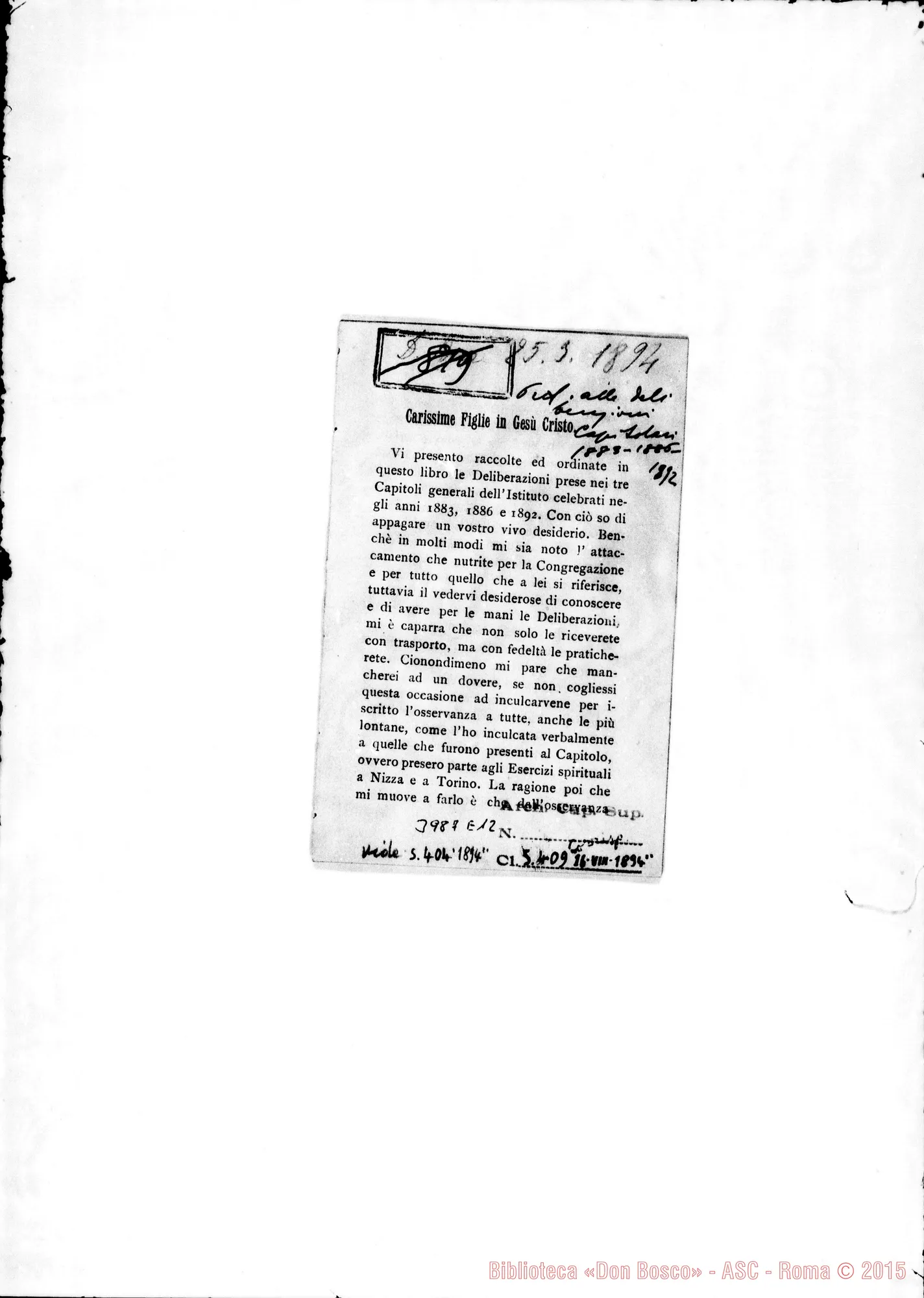 Fotogramma E 12 — 25-03-1894: Deliberazioni dei Capitoli. Stampato