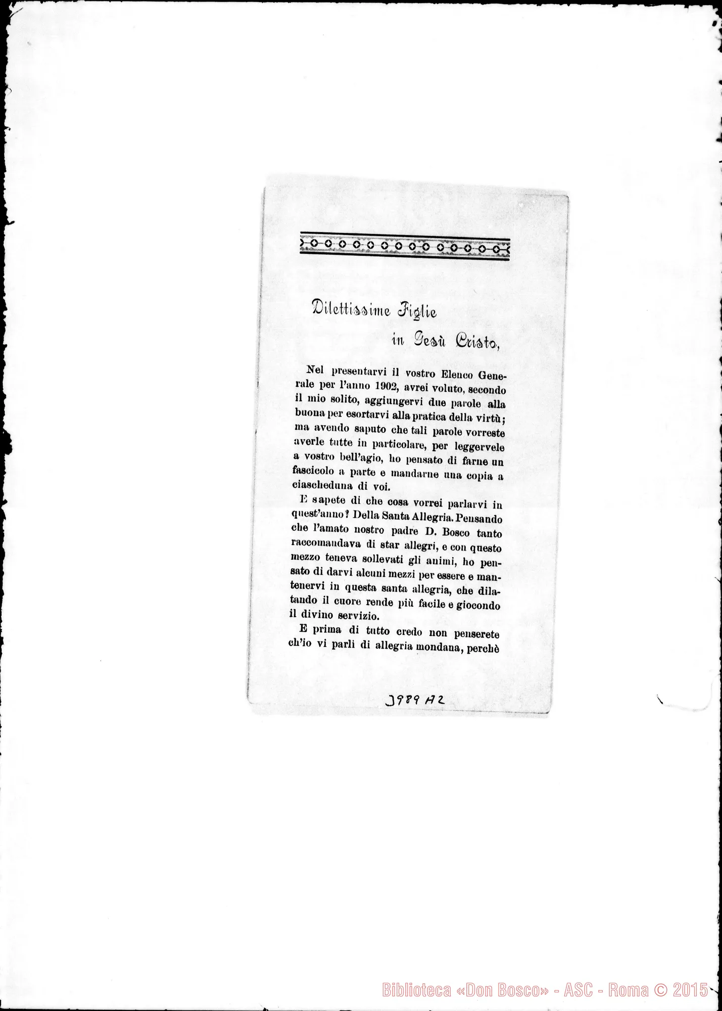 Fotogramma A 2 — 31-12-1901: Della Santa Allegria. Stampato