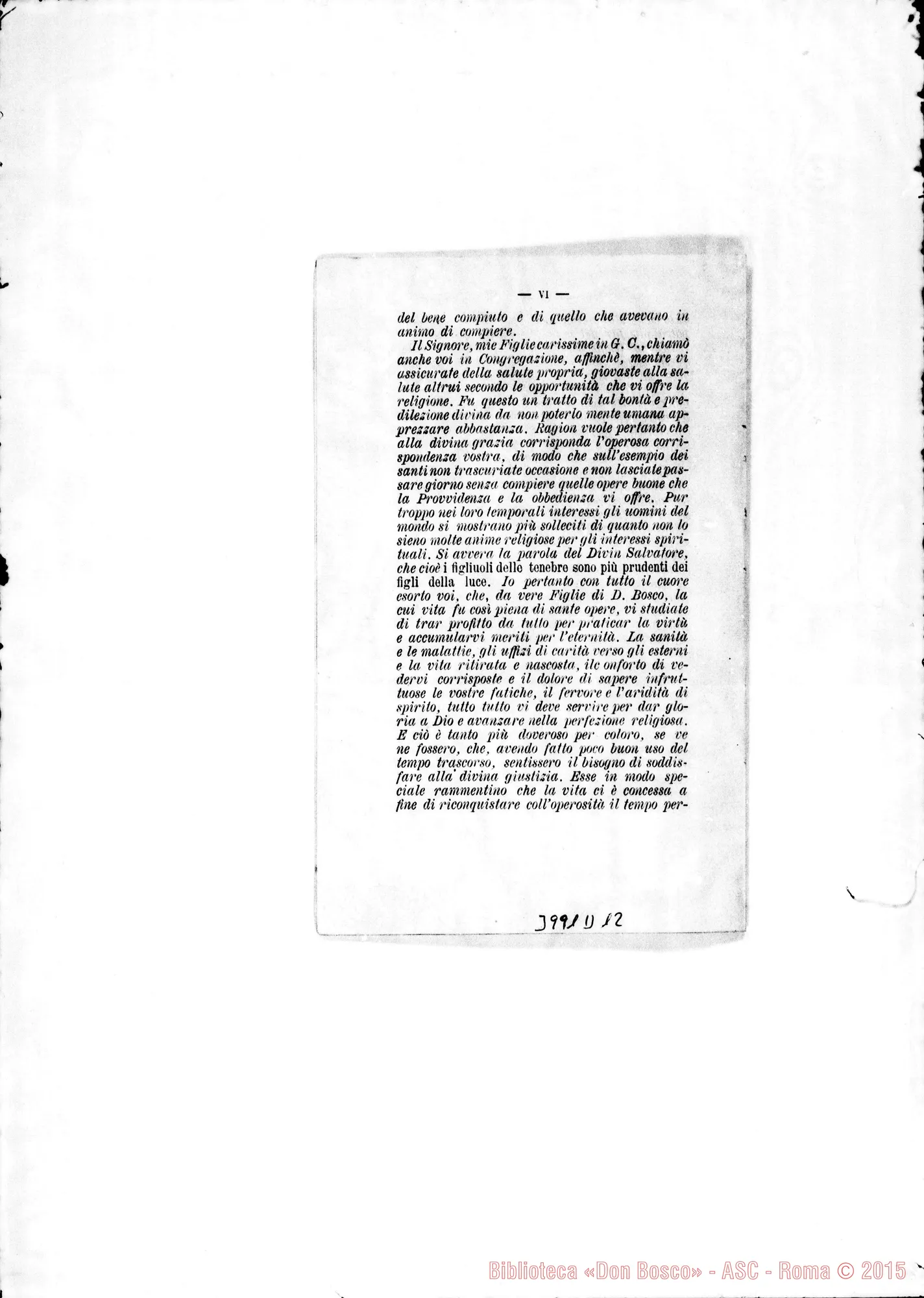 Fotogramma D 12 — Introduzione all’elenco dell’anno 1896: Sulla morte di Mons. Lasagna